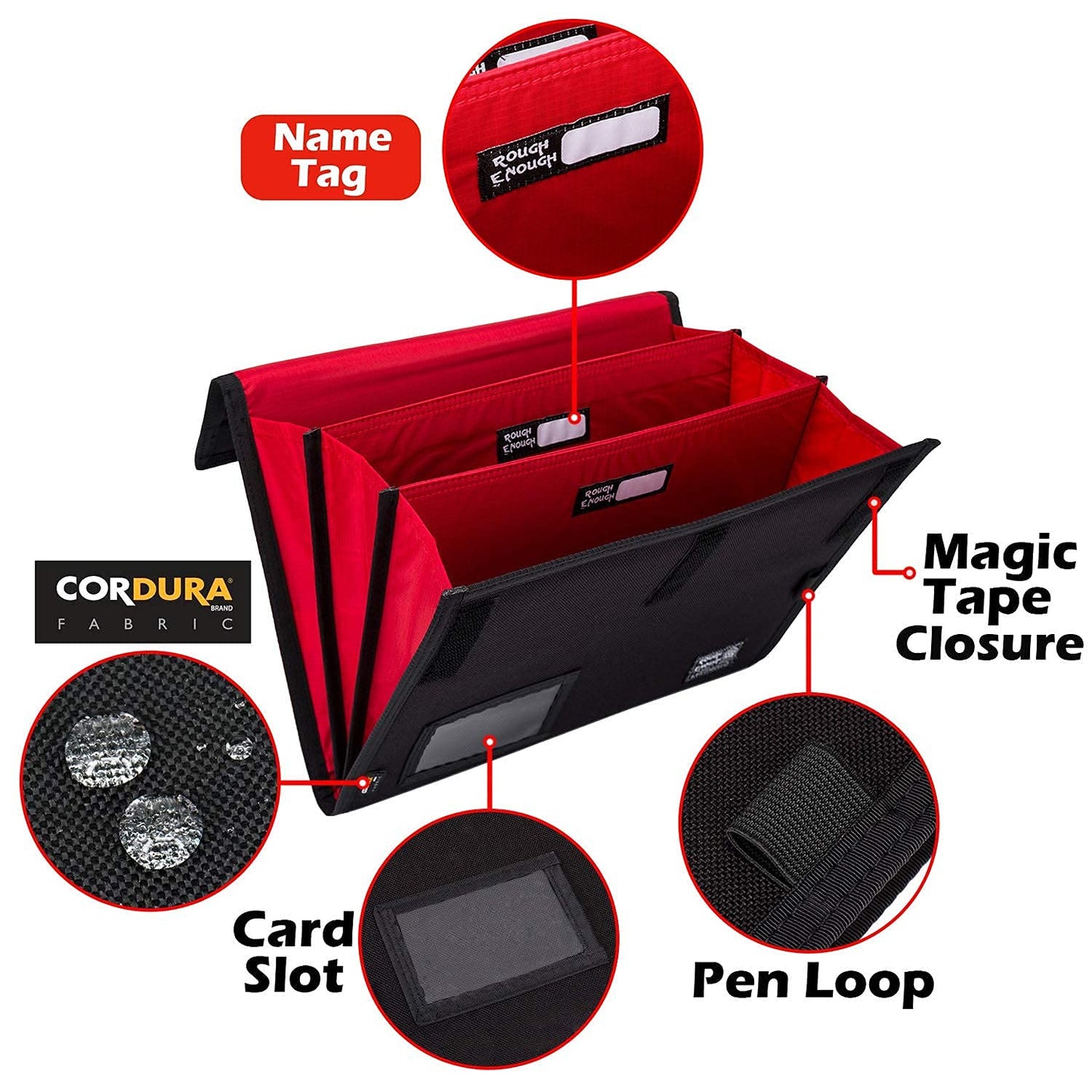 Rough Enough Expanding File Folder, Accordion Document Organizer, Black