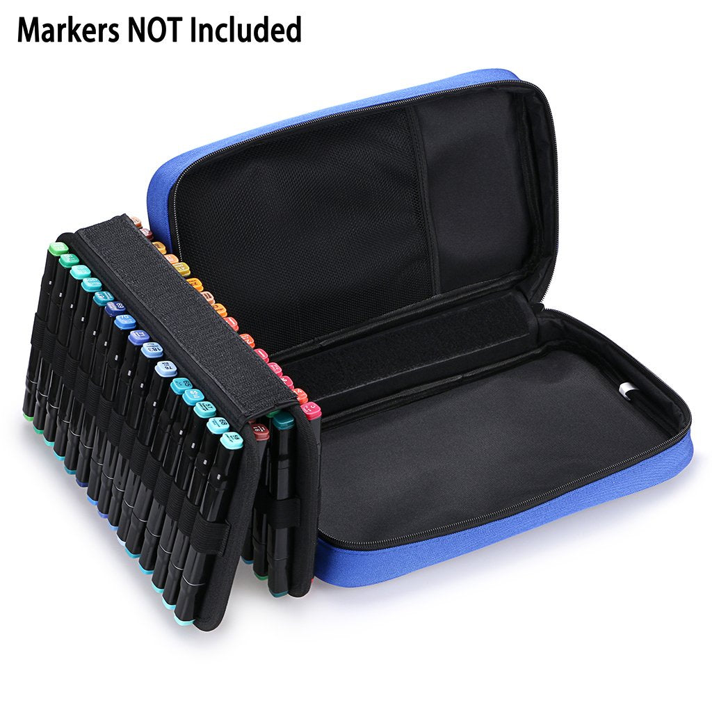 BTSKY Art Marker Carrying Case Lipstick Organizer-60 Slots Canvas Zippered