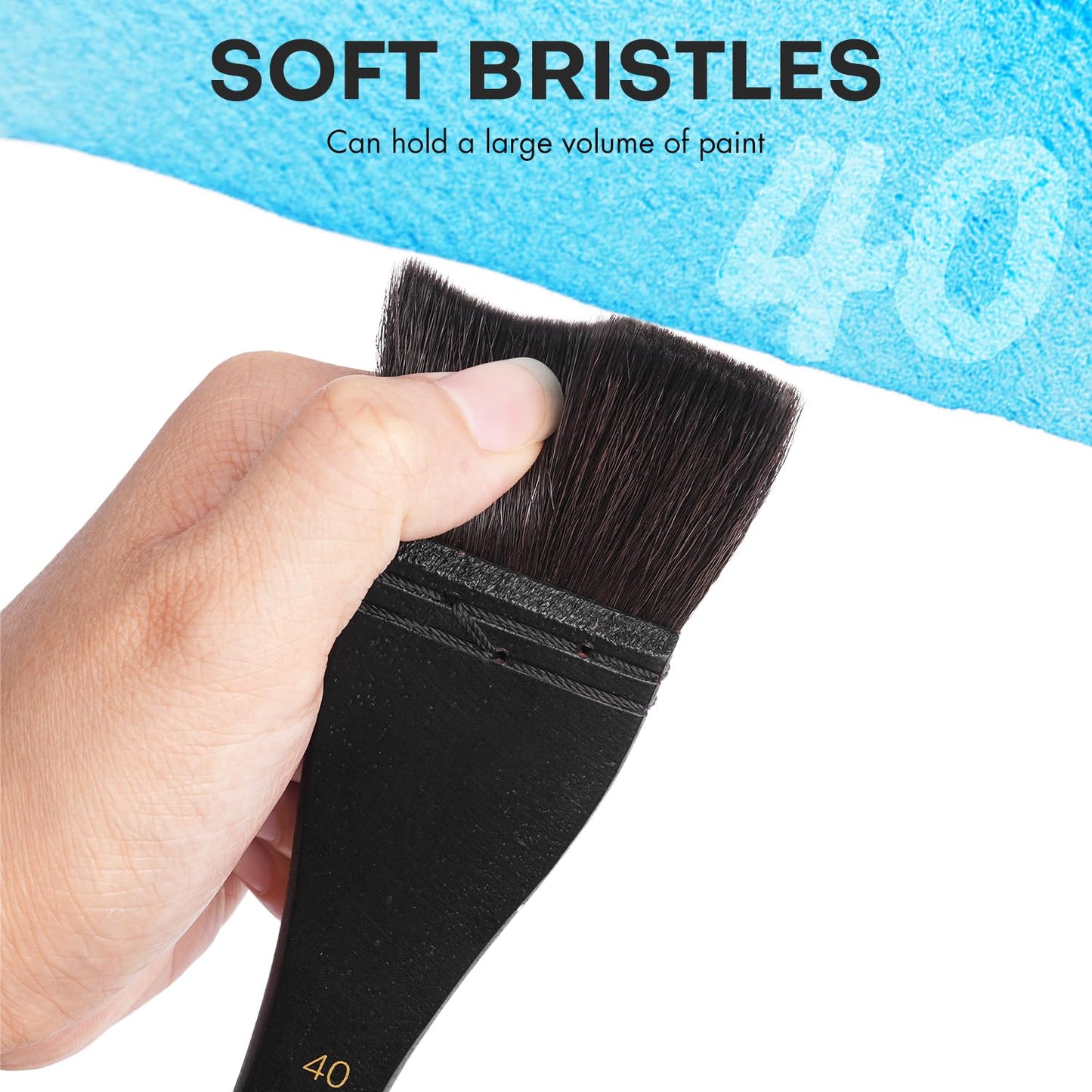 Flat Watercolor Brushes, Fuumuui 40mm Professional Squirrel Hair Flat Hake Brushes, Artists Scale