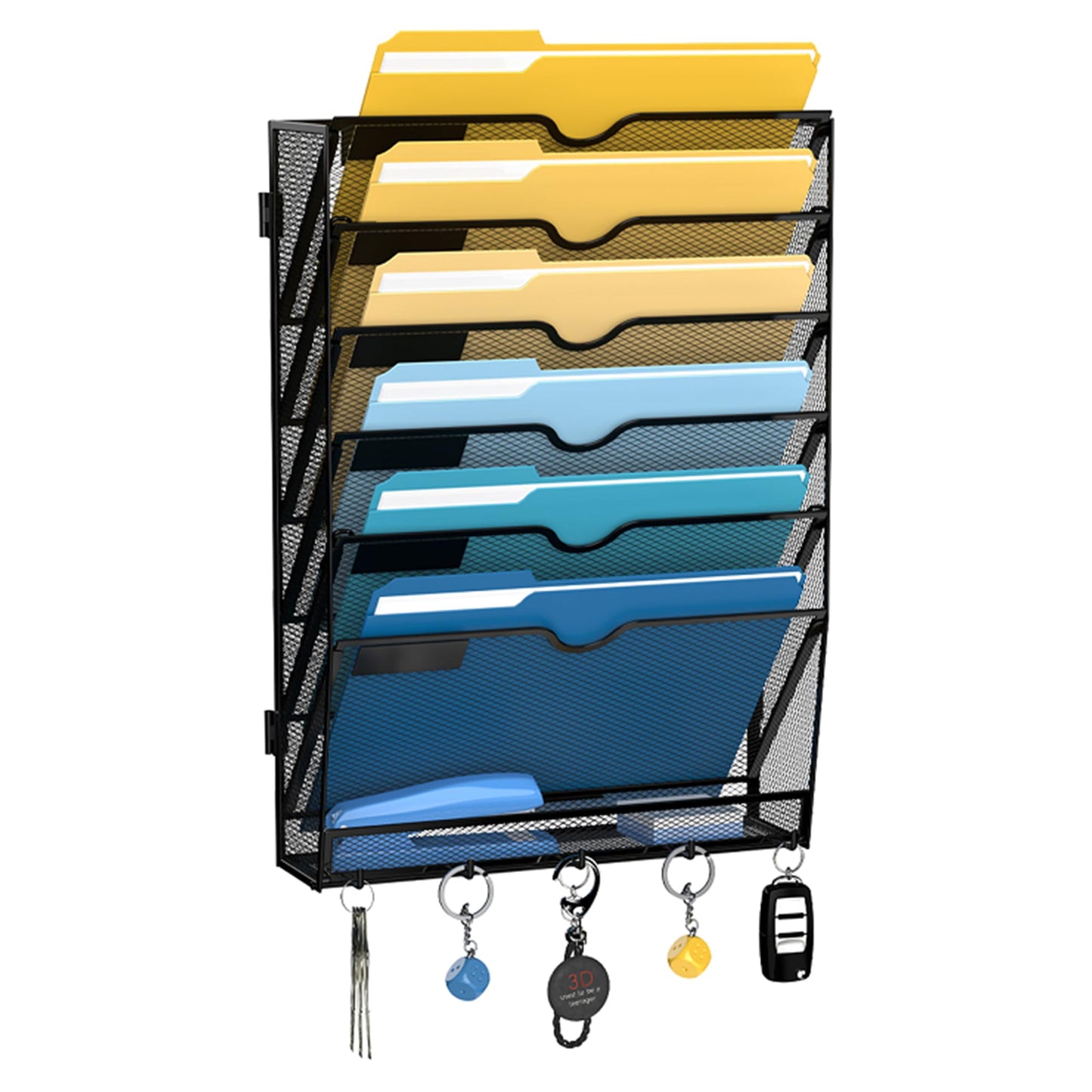 7-Tier Hanging Wall File Organizer with Hooks for Office Organization
