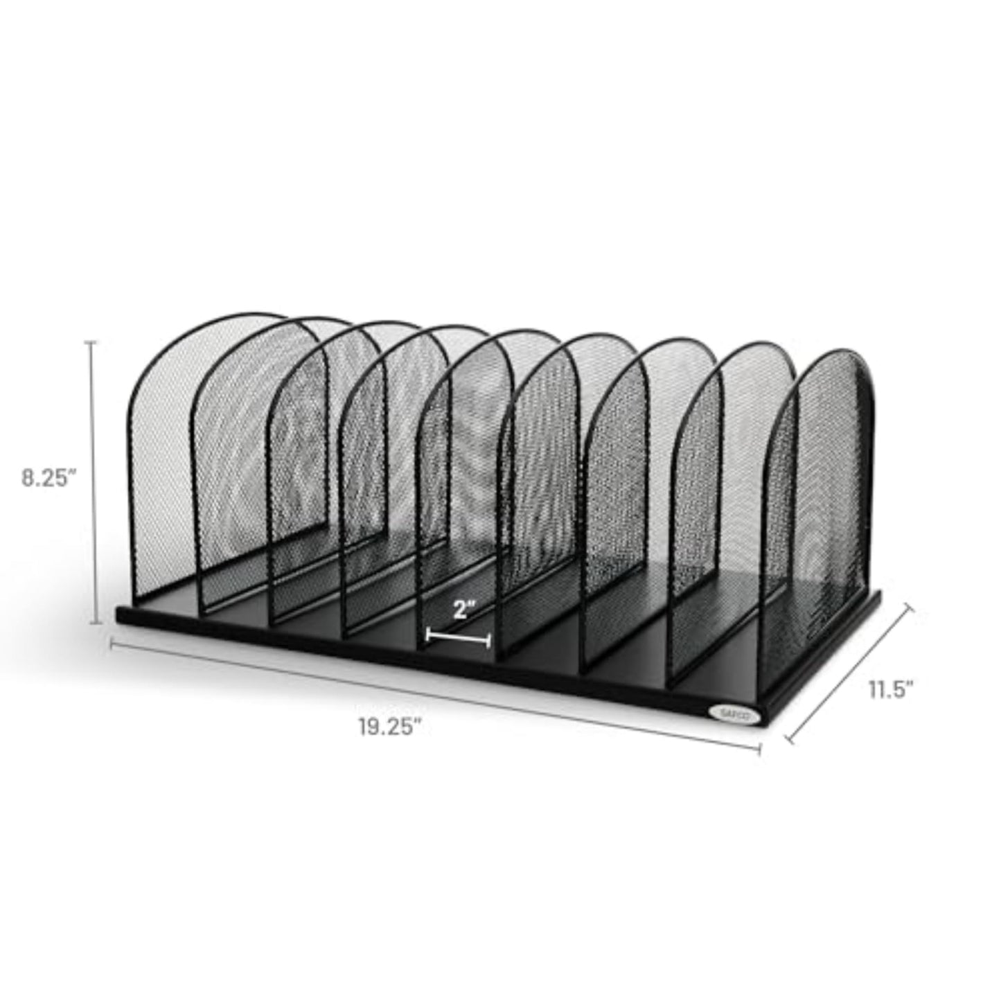 Safco Onyx Desk Organizer, 8 Side by Side Vertical Compartments, Office and Classroom Mailbox