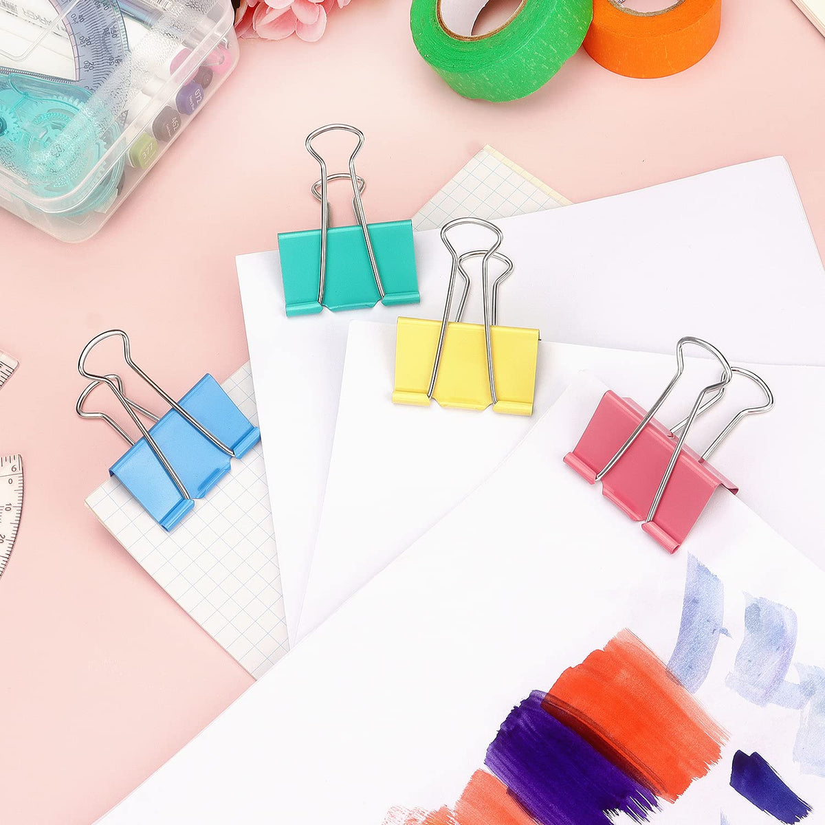 ZZTX 12 Pack Large Binder Clips 2.0 Inches Assorted Colors