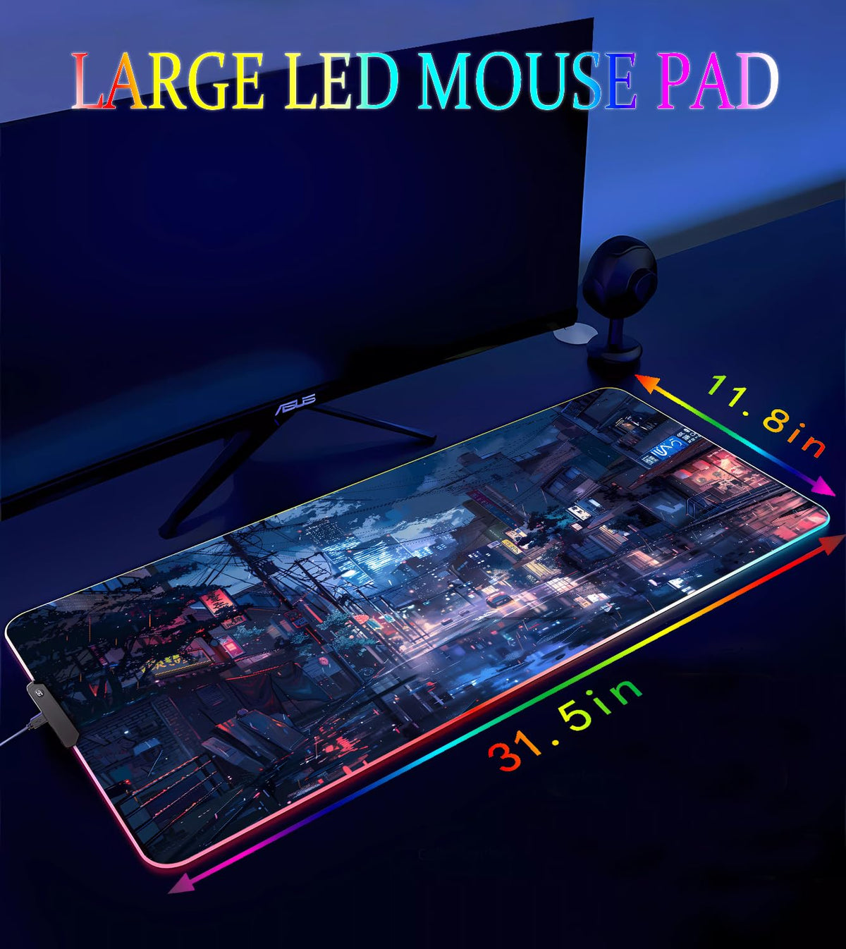 Armanza RGB Gaming Mouse Pad, Large Mousepad with Led Light, Gaming Accessories Keyboard Pad for