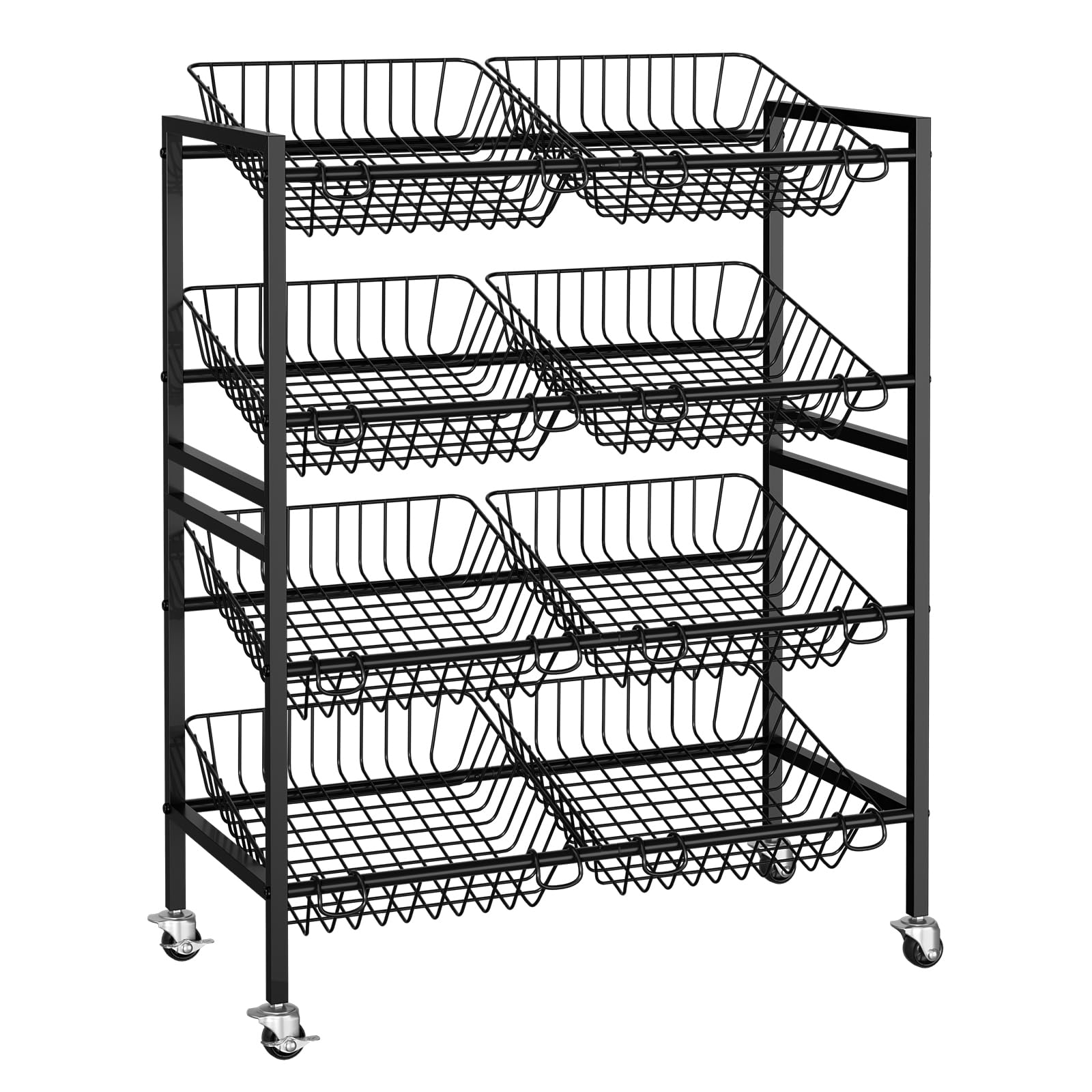 Evermagin 25.2" W Kitchen Storage Cart, 4-Tier Snack Cart with Wheels