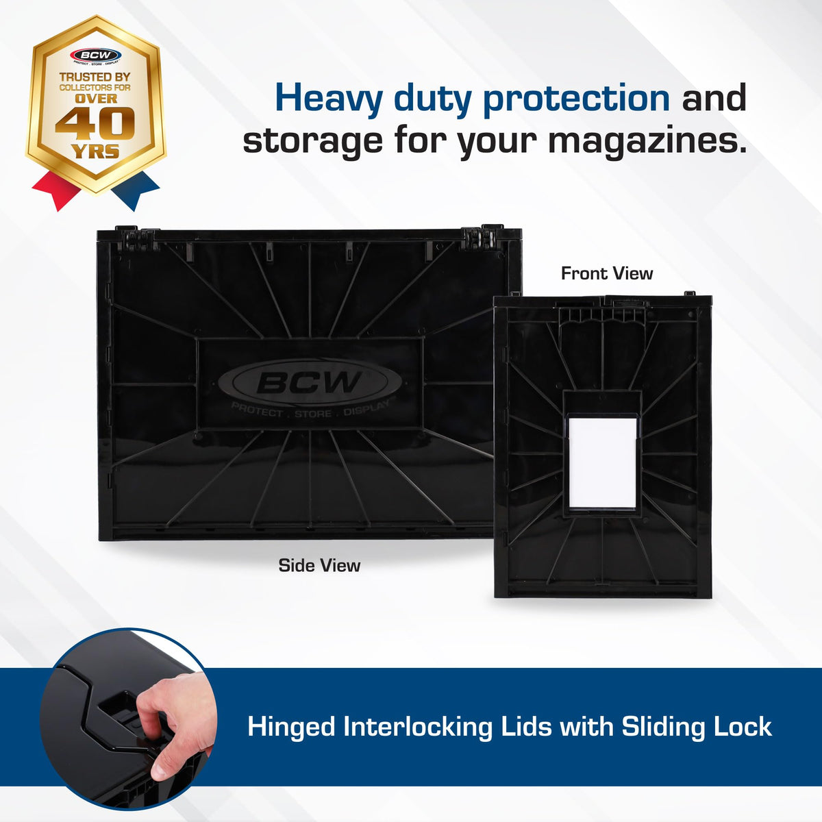 BCW Magazine and Document Storage Bins, Holds 80 Magazines, Black, 1 Pack