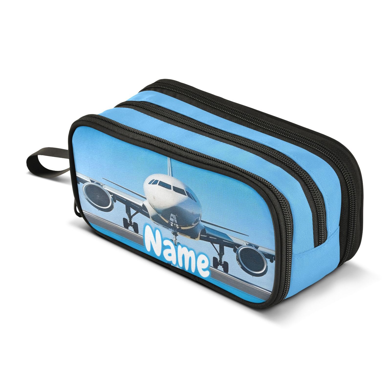 BOENLE Custom White Airplane Aircraft Pencil Case Box Boys Girls Personalized Name Large Pencil