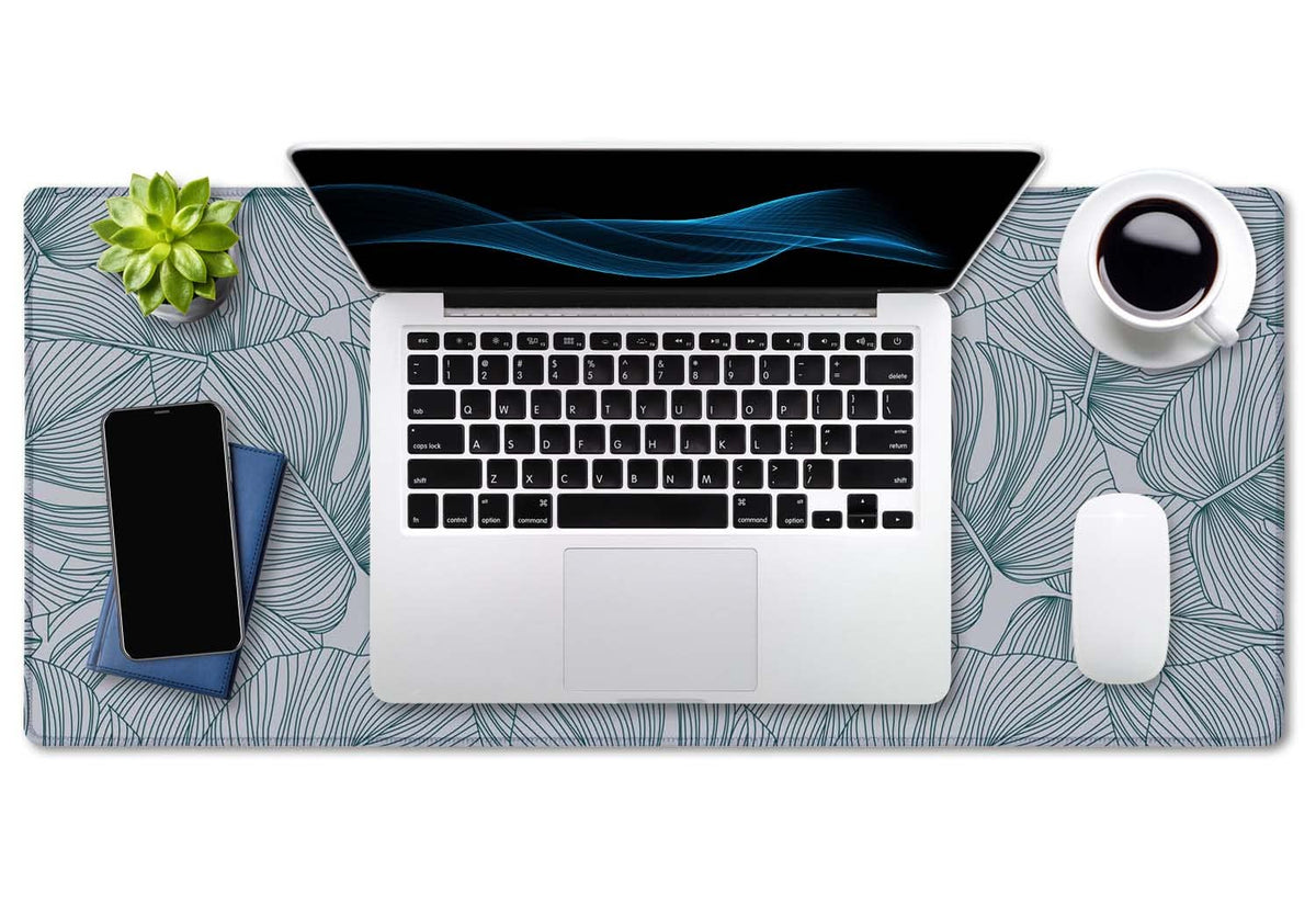 SSOIU Line Drawing Leaves XXL Green Gaming Mouse Pad - 35.5x15.7 Inch, Extended Size