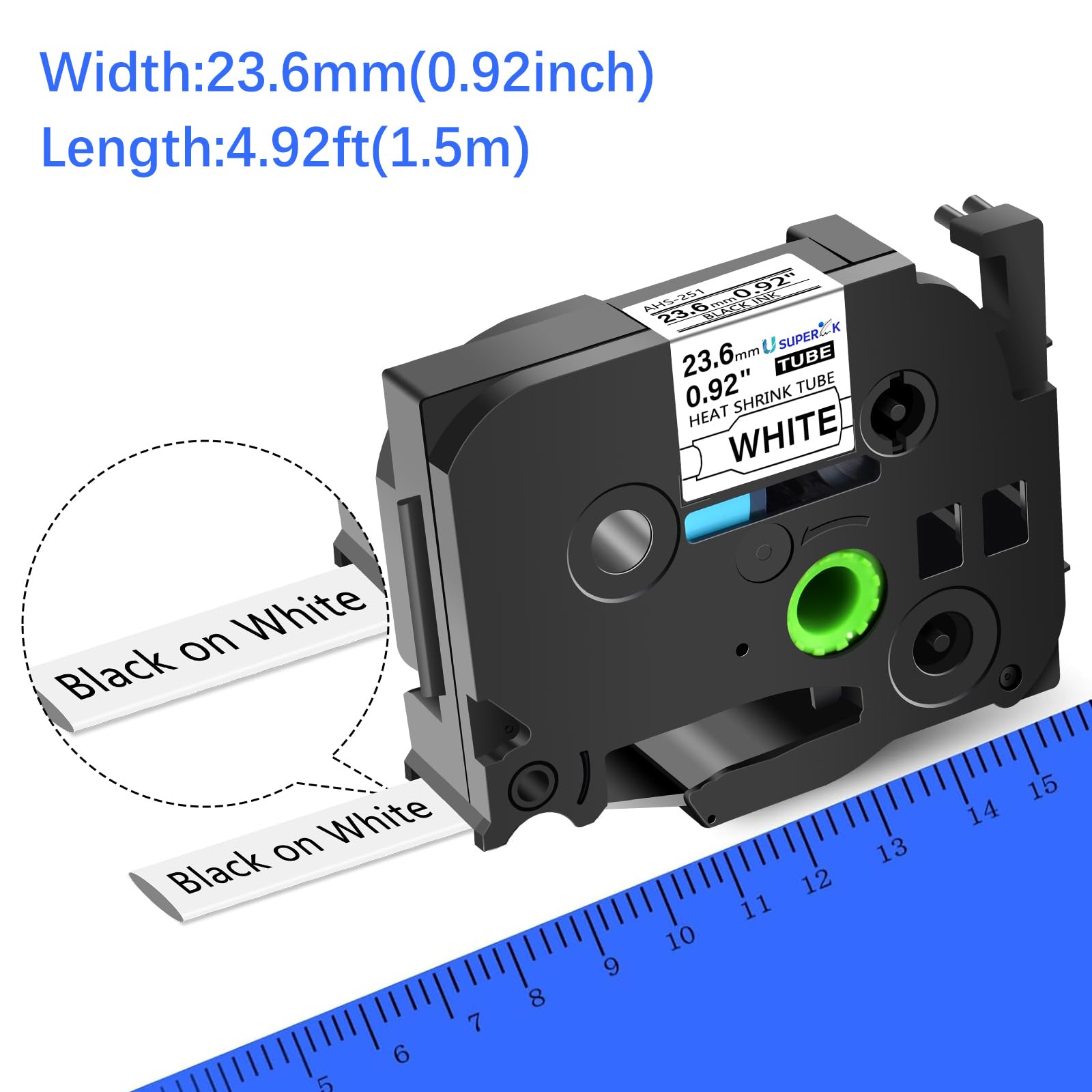 USUPERINK 2 Pack Compatible for Brother Ptouch HSe-251 HSe251 HS-251 HS251 AHS-251 23.6mm 1 inch
