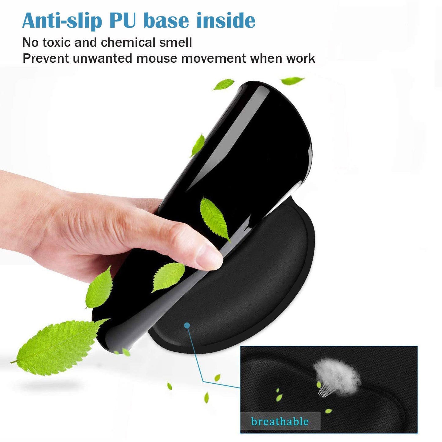BWOOLL Ergonomic Mouse Pad Wrist Support and Coasters Set, Cute Wrist Rest Pad with Non-Slip PU