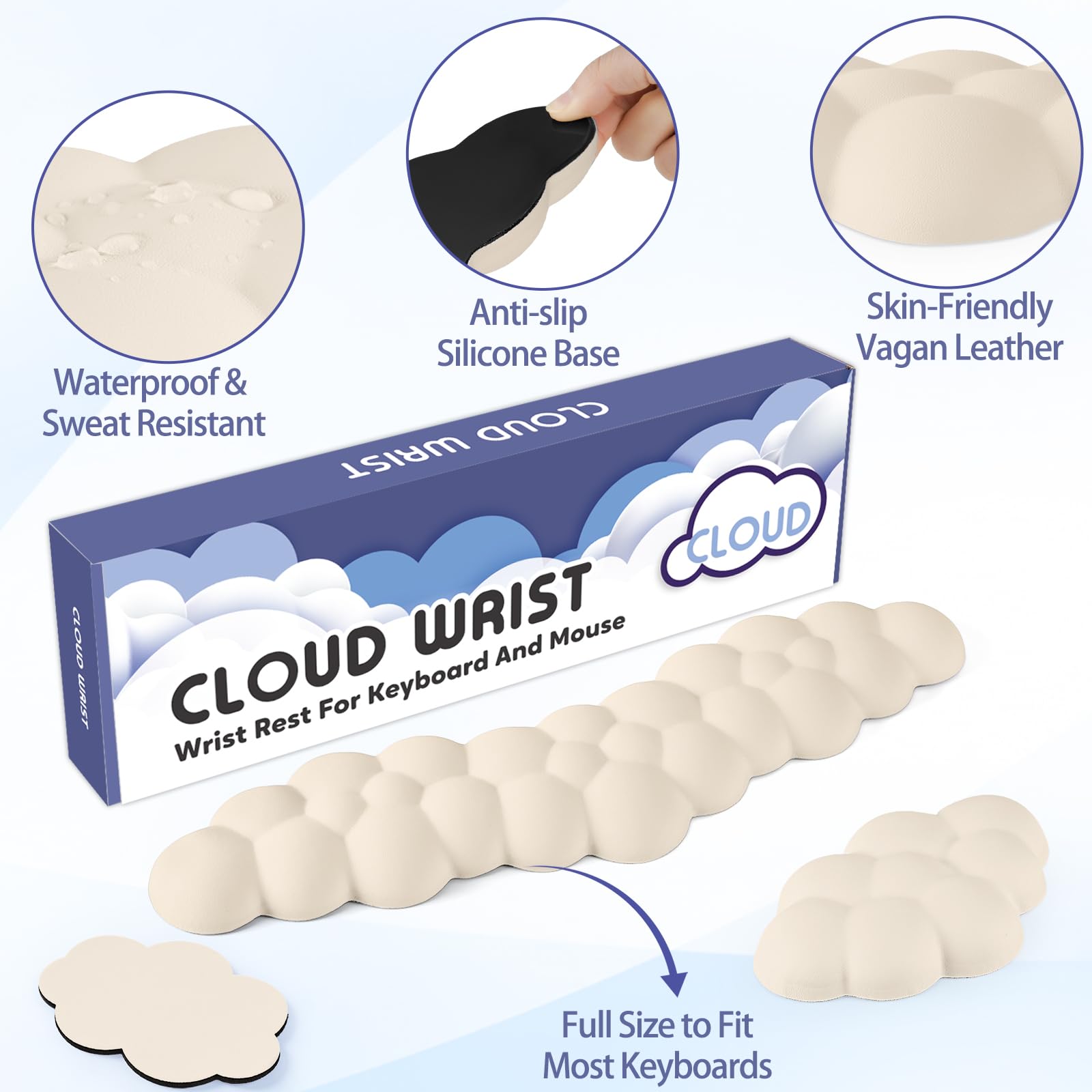 Sushret Cloud Wrist Rest for Keyboard and Mouse, Cloud Keyboard Wrist Rest