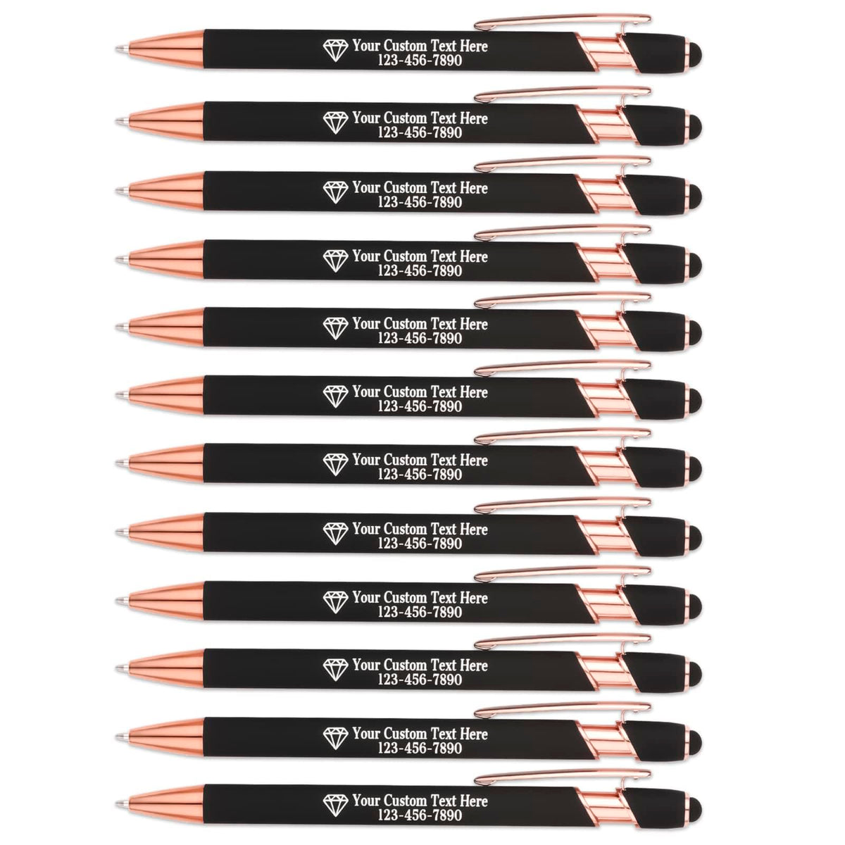 NGTSFLY 12 pcs Personalized Pens with Name or Logo Black Ink Custom Ballpoint Pen with Free