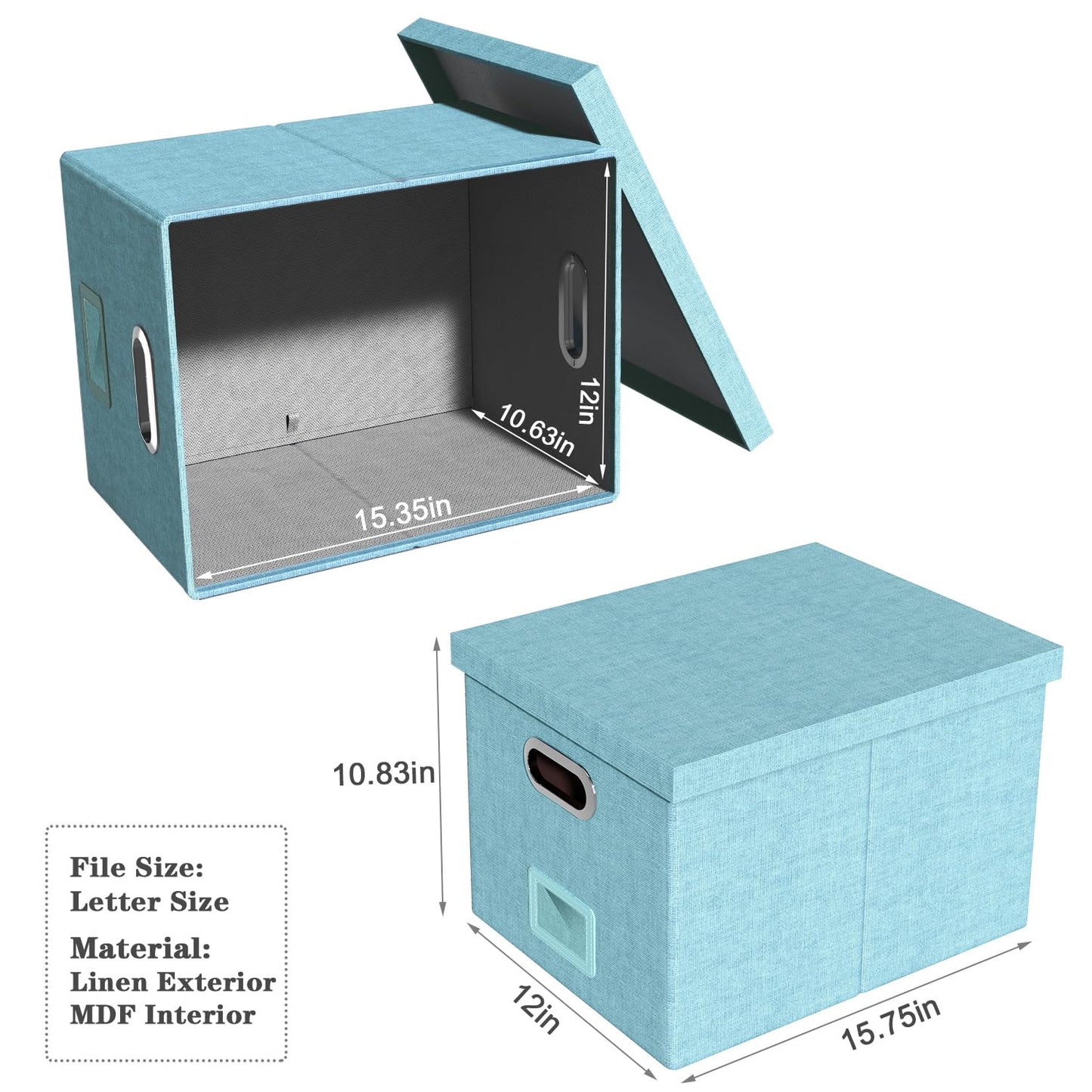 Oterri File Organizer Box with Lid, Portable Hanging File Box for Letter/Legal File Folder Storage