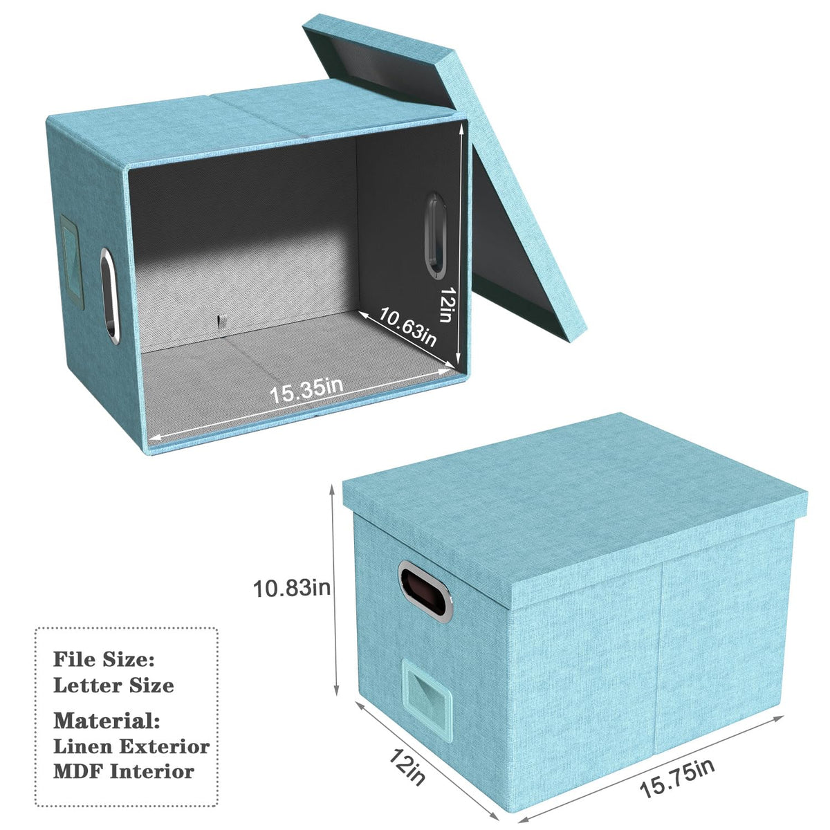 Oterri File Organizer Box with Lid, Portable Hanging File Box for Letter/Legal File Folder Storage