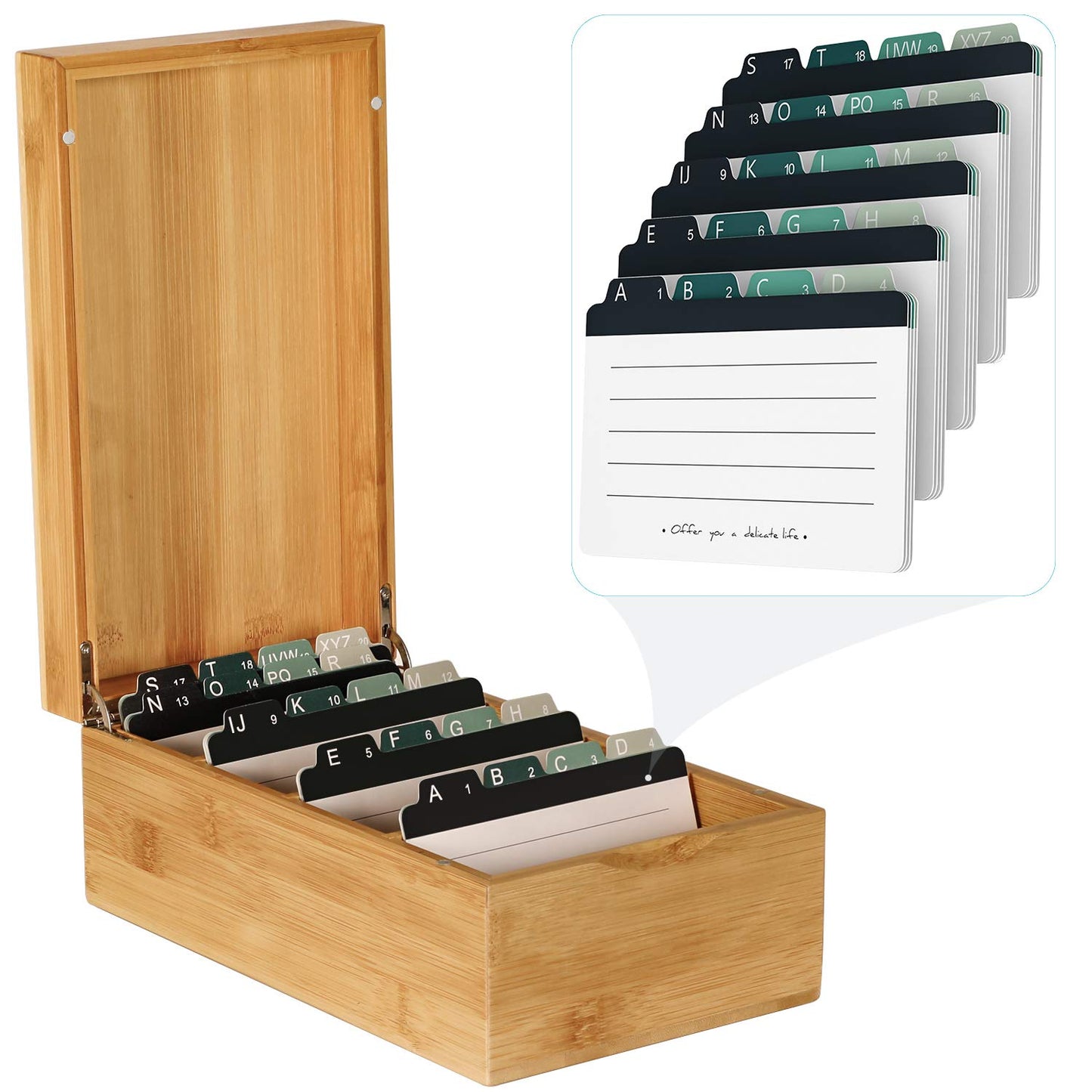 MaxGear Bamboo Business Card Organizer for 3" x 5" Cards