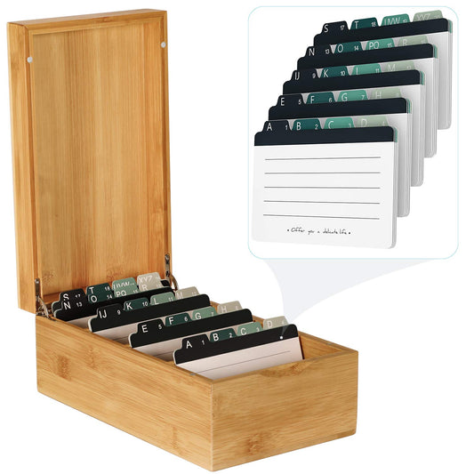 MaxGear Bamboo Business Card Organizer for 3" x 5" Cards