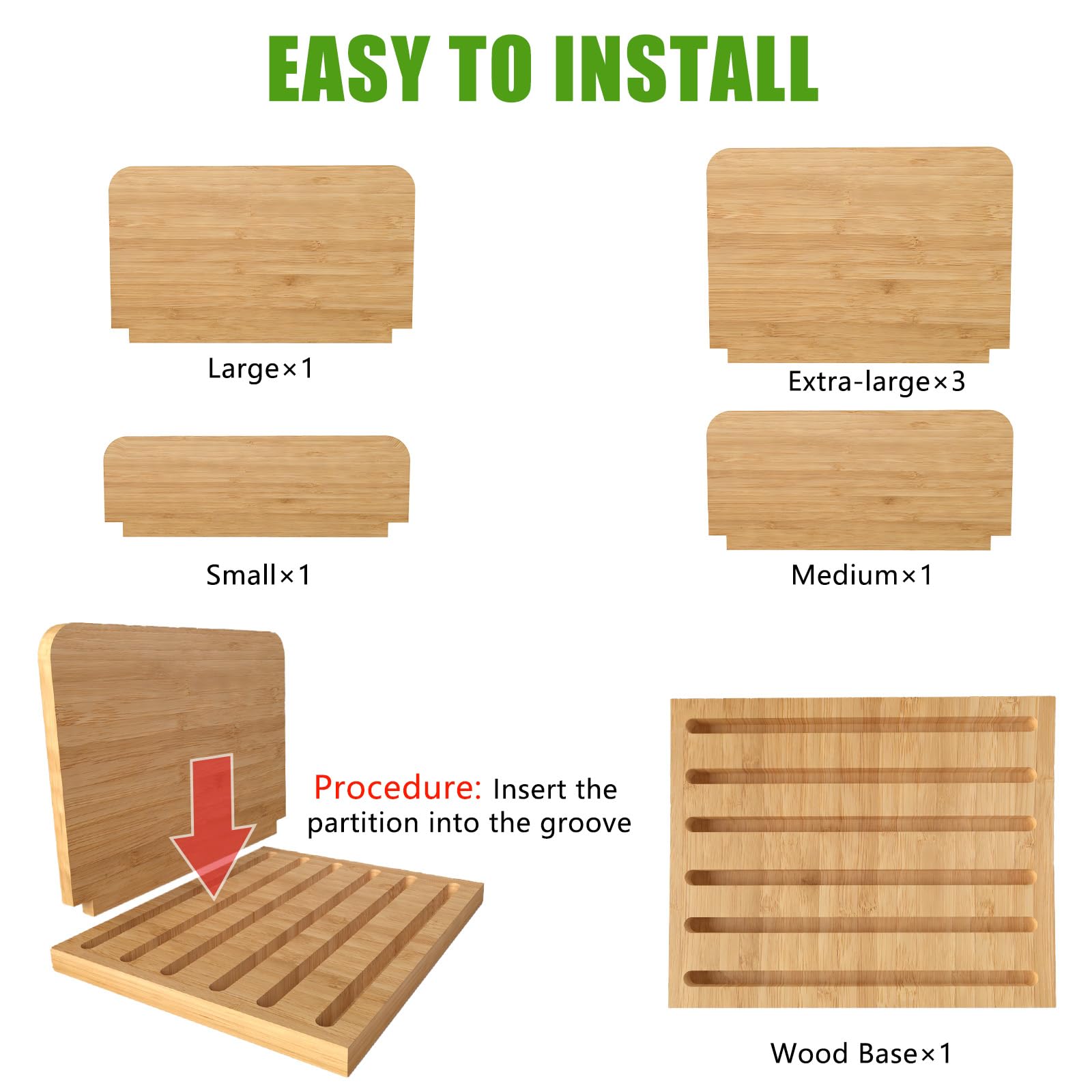 Deefielly Desk File Mail Organizer Countertop, 5 Slots Bamboo Folder Sorter Holder for Letter
