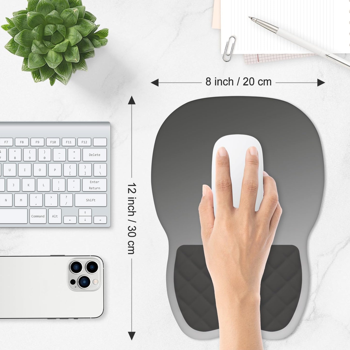 ITNRSIIET Ergonomic Mouse Pad Wrist Support with Memory Foam Massage Bulge & Non-Slip PU Base