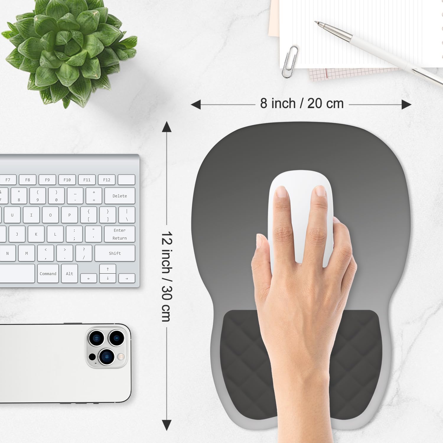 ITNRSIIET Ergonomic Mouse Pad Wrist Support with Memory Foam Massage Bulge & Non-Slip PU Base