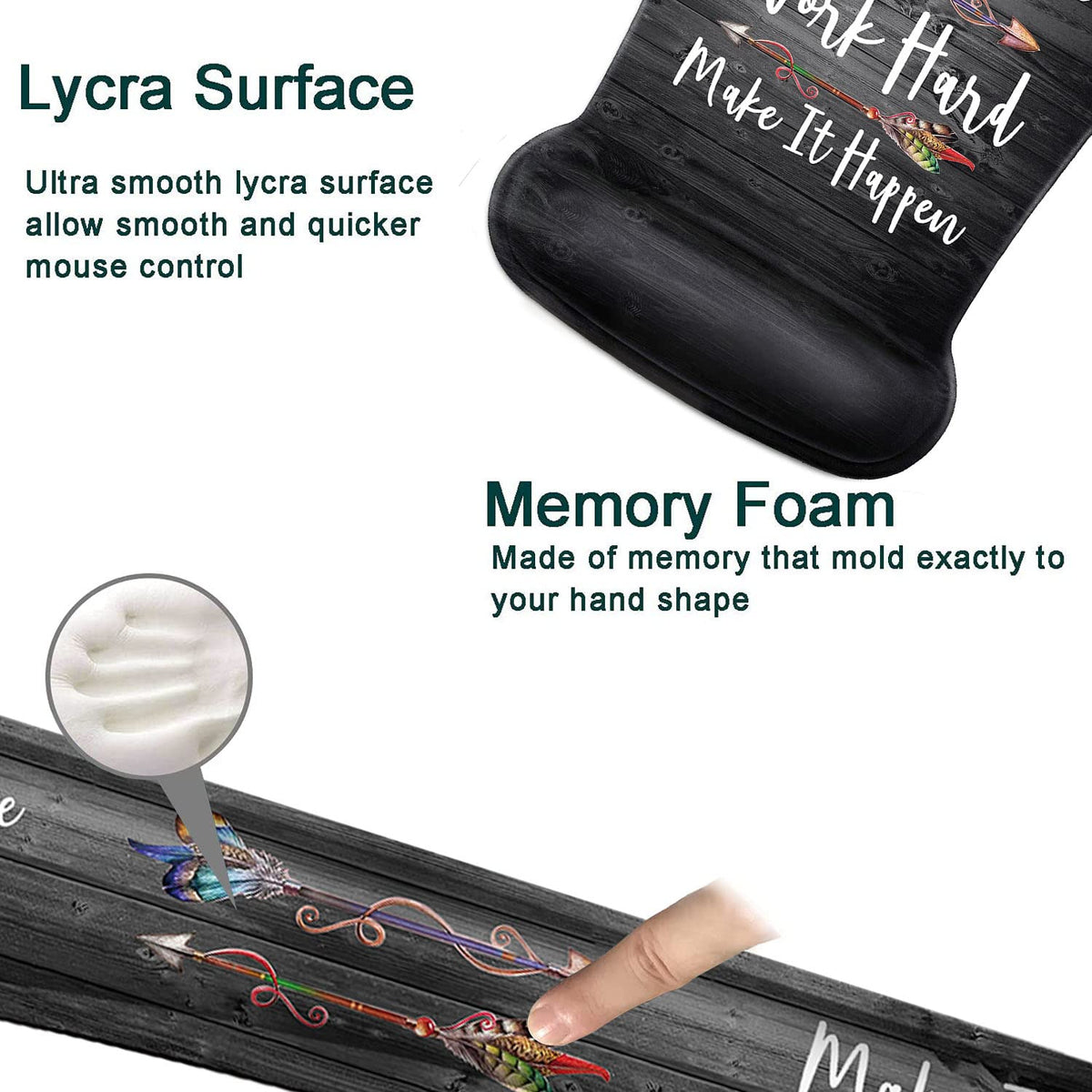 Keyboard Wrist Rest and Mouse Pad Wrist Support Set,Stay Positive Work Hard and Make It Happen