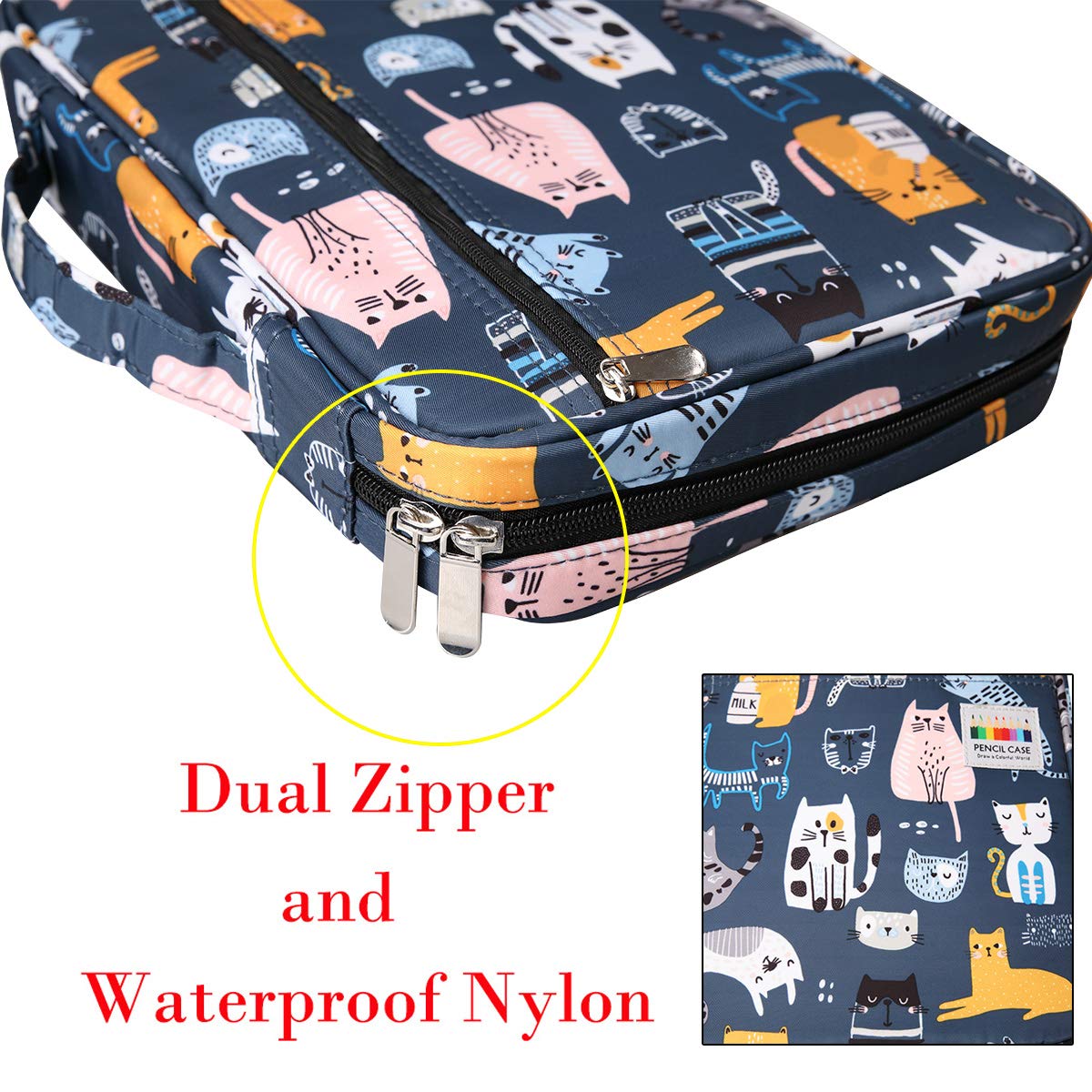 BOMKEE Coloring Pencil Case 220 Slots Pencils/Gel Pens Organizer Waterproof Travel Case Zipper