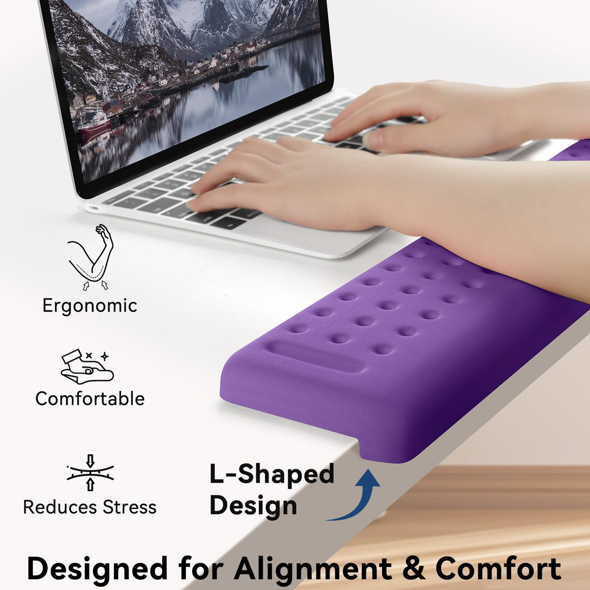 Sushret L-Shaped Desk Elbow Pad for Desk, 2-Pack Elbow Rest, Purple