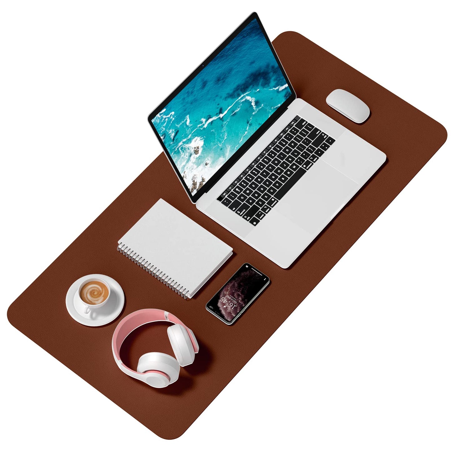 Hsurbtra Desk Pad, 35.5" x 17" PU Leather Desk Mat, XXL Extended Mouse Pad, Waterproof Desktop