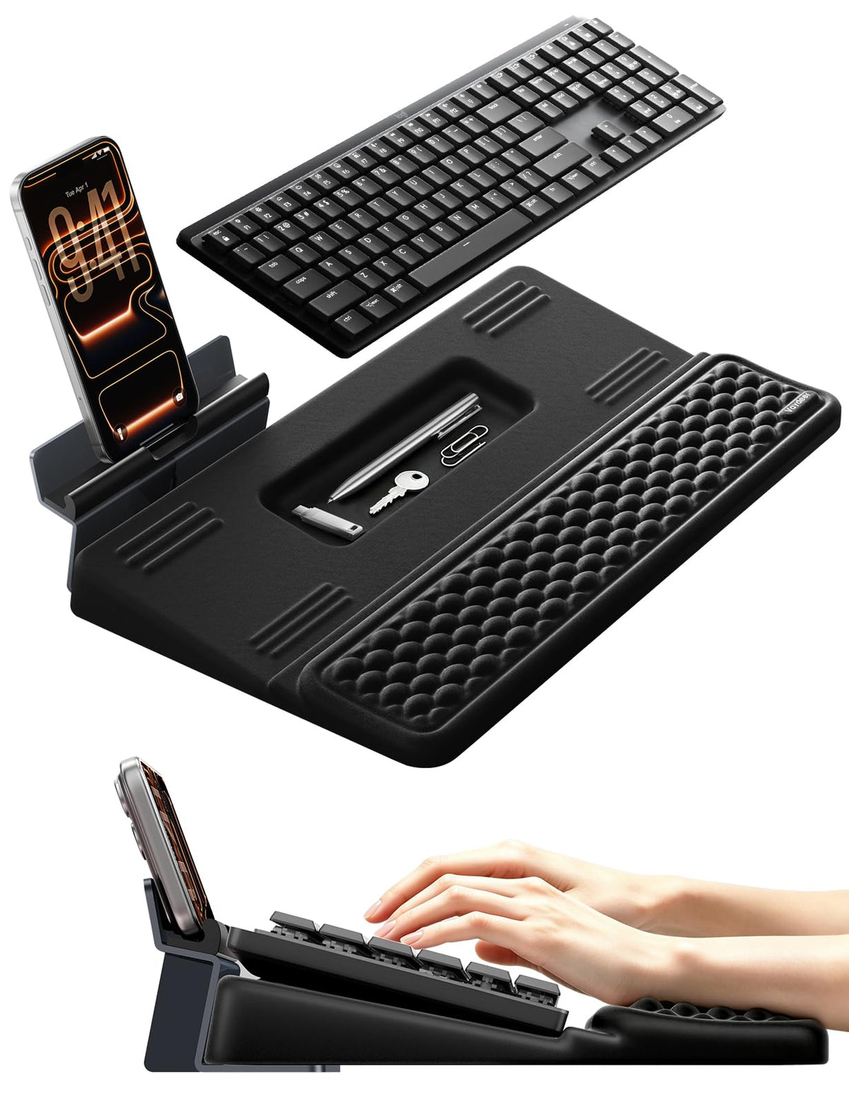 Vaydeer 4-in-1 Keyboard Wrist Rest, Keyboard Stand Adjustable Phone Holder