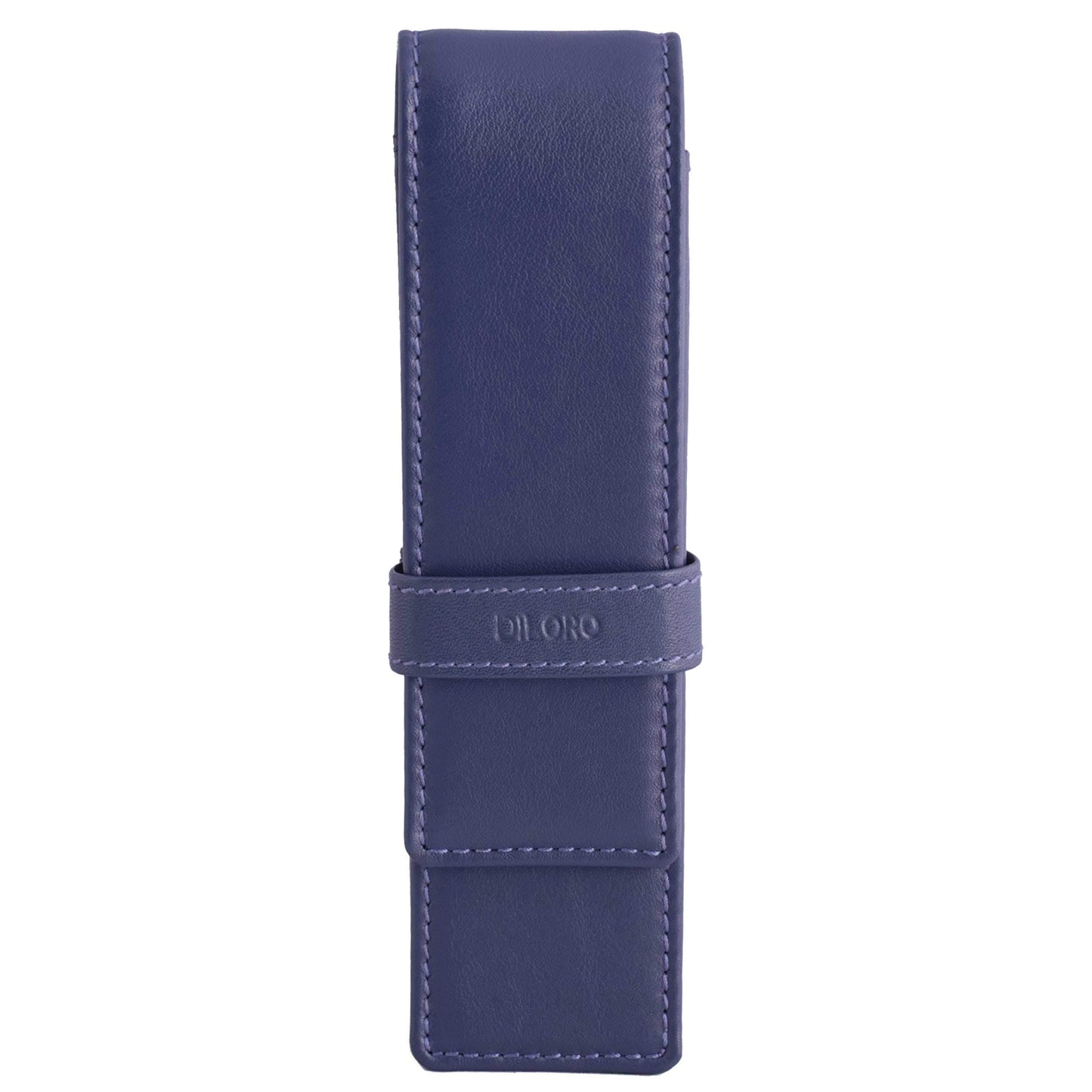 DiLoro Leather Double Pen Case Pencil Pouch Holder for Two Fountain Ballpoint Rollerball Pens and