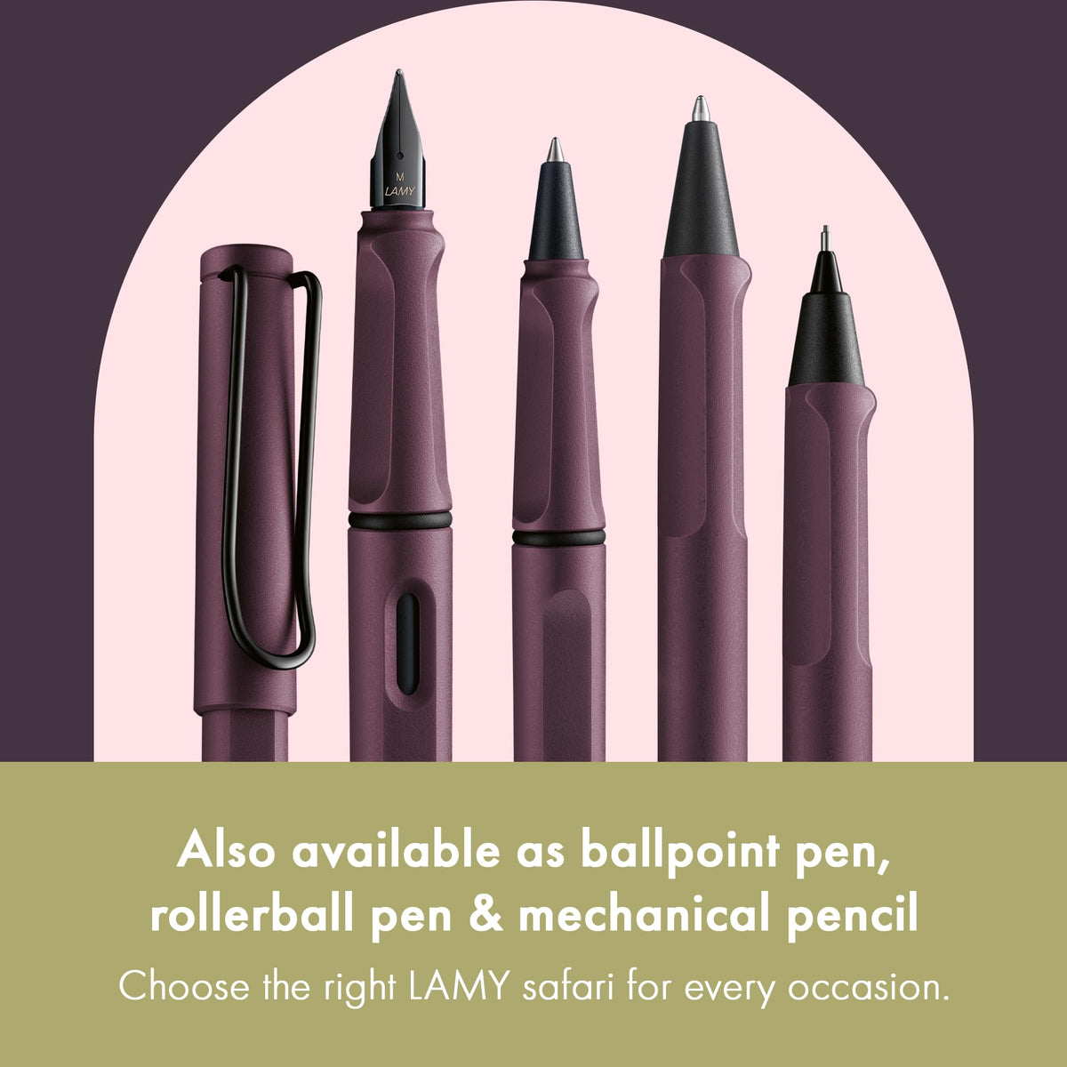 LAMY safari scarlet - Fountain Pen with ergonomic grip & polished steel nib in size M - ideal for