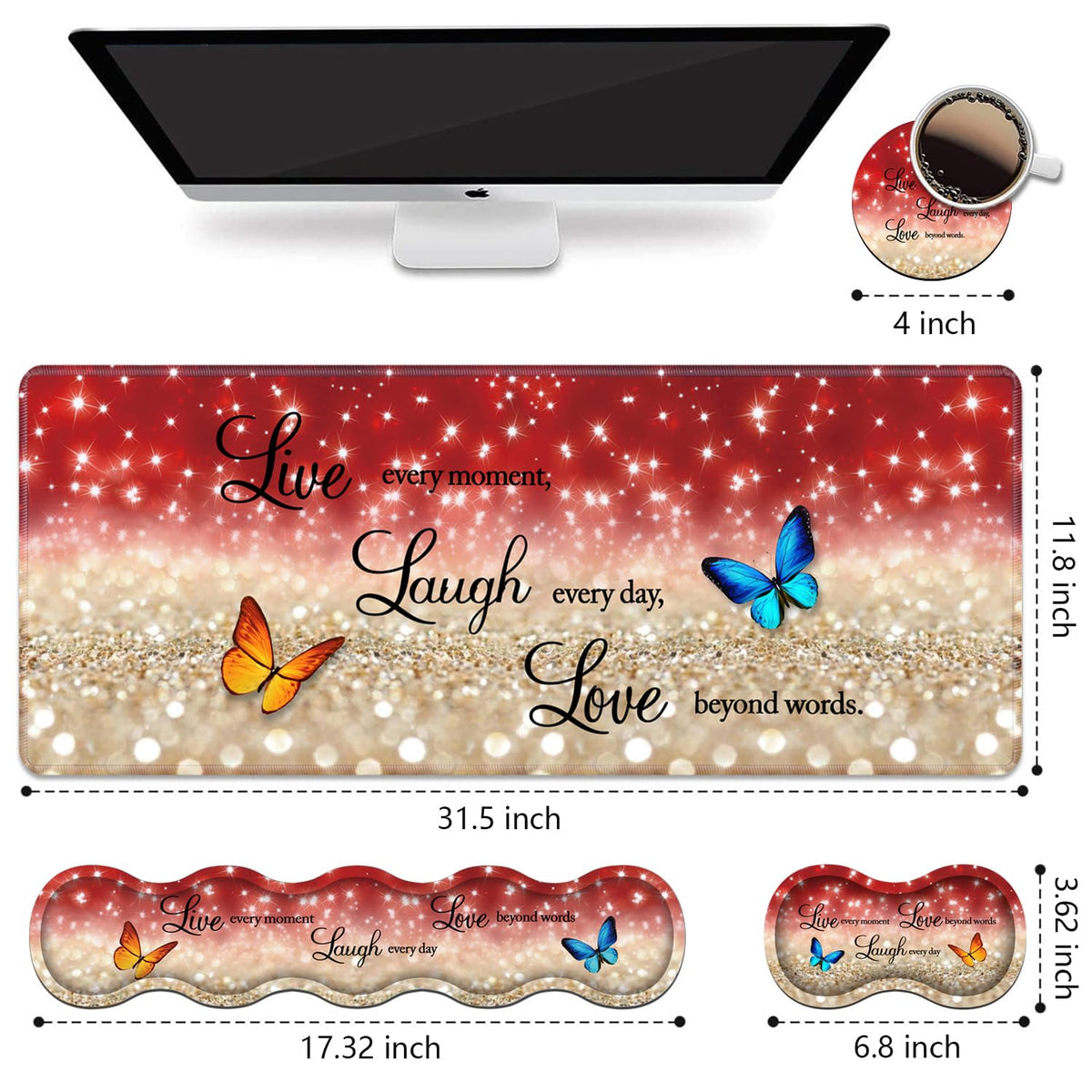 Ergonomic Keyboard Wrist Rest & Mouse Pad Wrist Rest Set,Large XXL Gaming Desk Mat 31.5"x