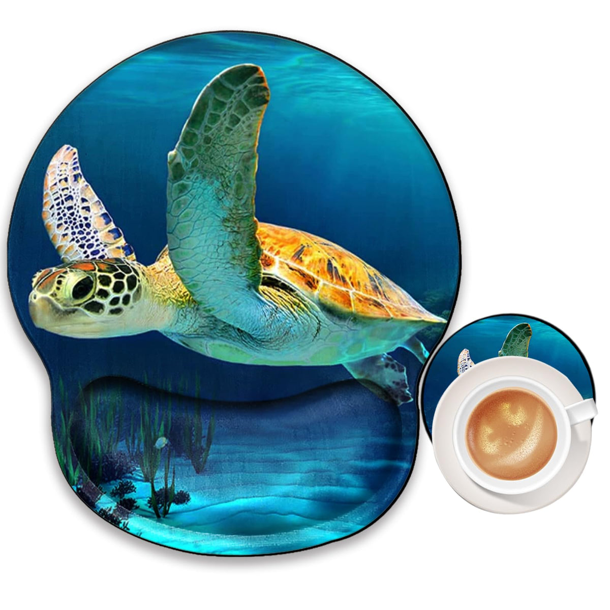 Sea Turtle Mouse Pad with Wrist Support Ergonomic Gel Mousepad Wrist Rest for Carpal Tunnel Cute