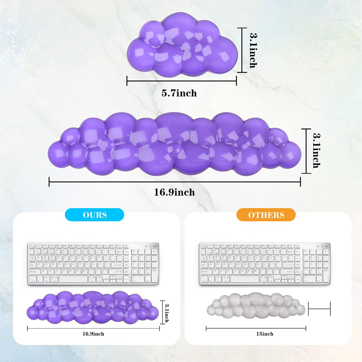 Gel Cloud Keyboard and Mouse Wrist Rest, Cute Wrist Support and Arm Support Keyboard Rest for