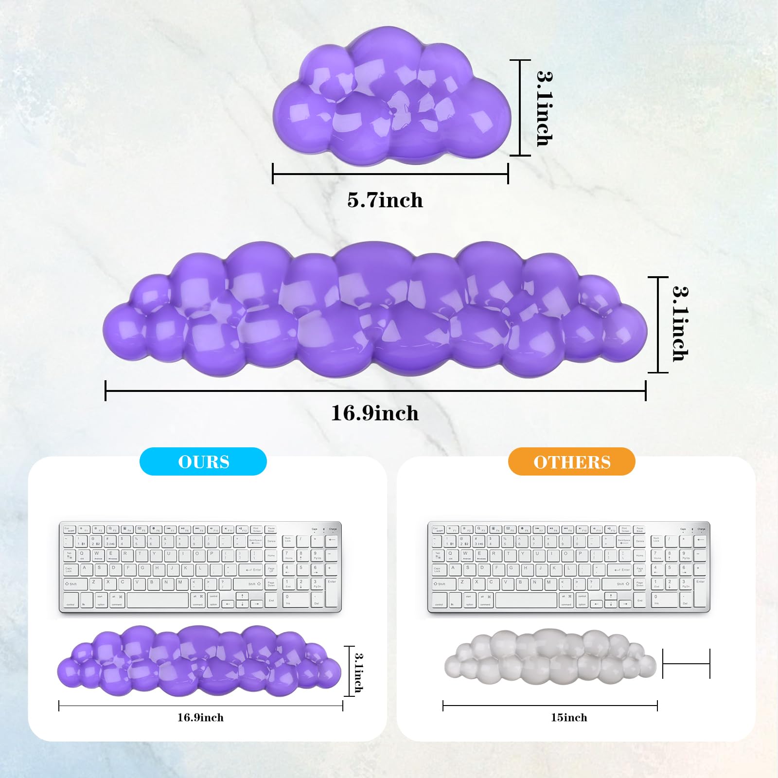 Gel Cloud Keyboard and Mouse Wrist Rest, Cute Wrist Support and Arm Support Keyboard Rest for