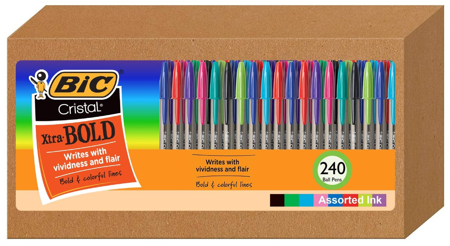 BIC Cristal Xtra Bold Ballpoint Pens, Bold Point 1.6mm, Pack of 240