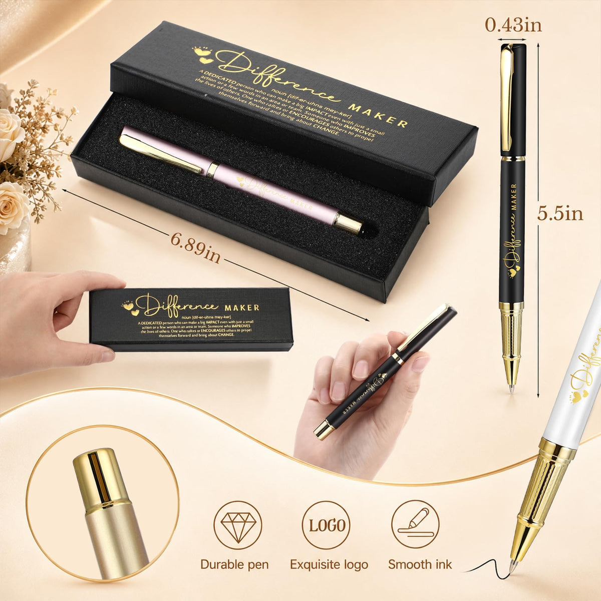 PerKoop 20 Sets Difference Maker Appreciation Gifts Pens with Box