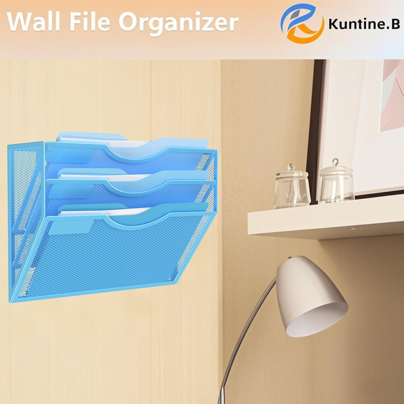 Kuntine.B Wall File Organizer Office Hanging Magazine Holder Wall File Organizer for Office Home