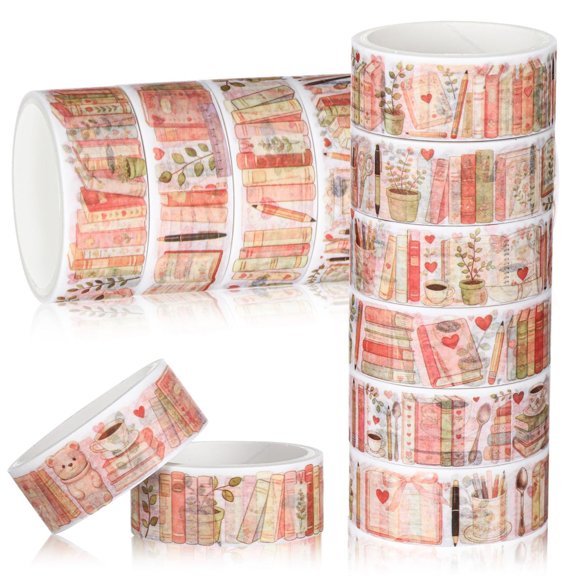 Janlaugh 24 Rolls Book Washi Tape Back to School Crafting Gifts, Boho