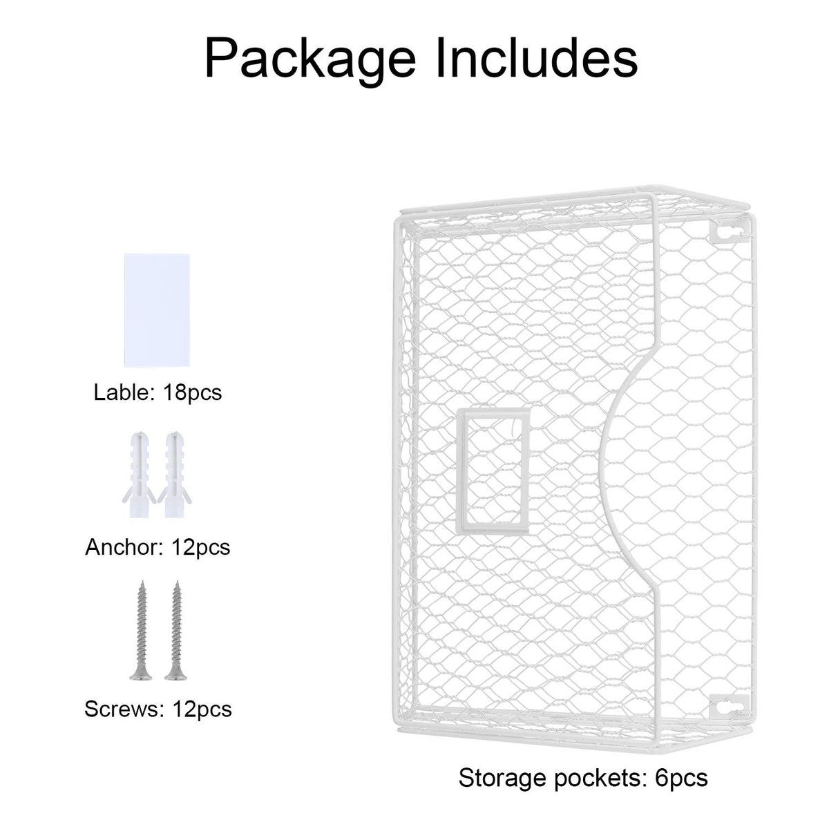 PAG-Mass 6 Pockets Hanging File Holder Wall Mount Mail Organizer Metal Chicken Wire Magazine Rack