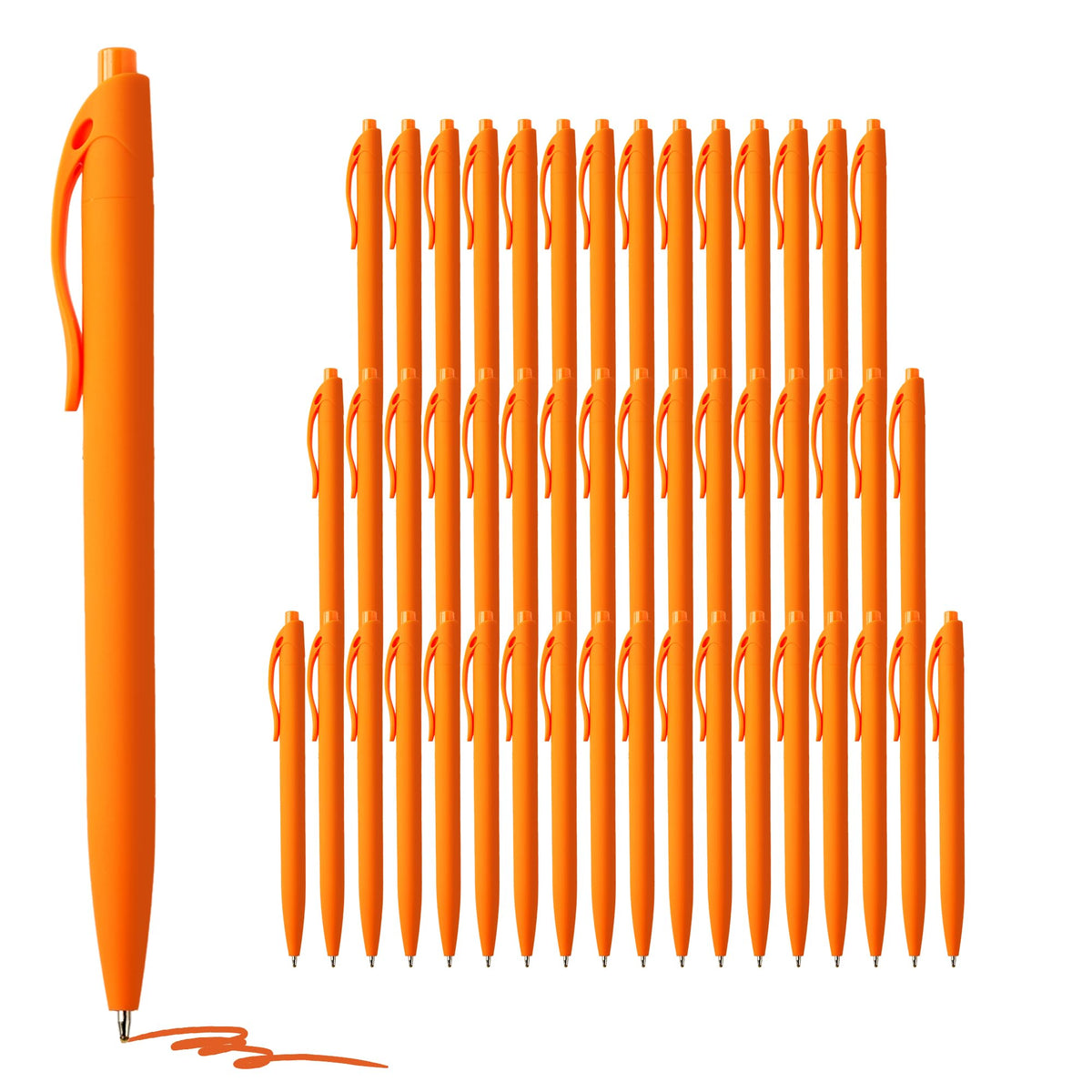 deegtran Pens Bulk, 50 Pack No Bleed Orange Click Pen, Wholesale Retractable Ballpoint Pens, Pens