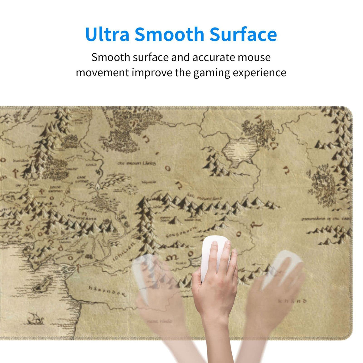 Middle Earth Map Extended Large XXL Gaming Mouse Pad Mat ( 31.5 x 11.8 in ), Mousepad Keyboard with
