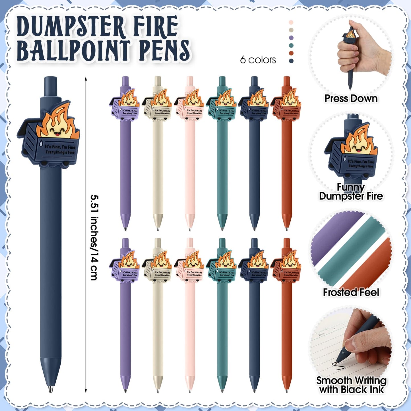 Sayglossy 102 Sets Dumpster Fire Pens Gift Desk Accessories Funny Work Pen