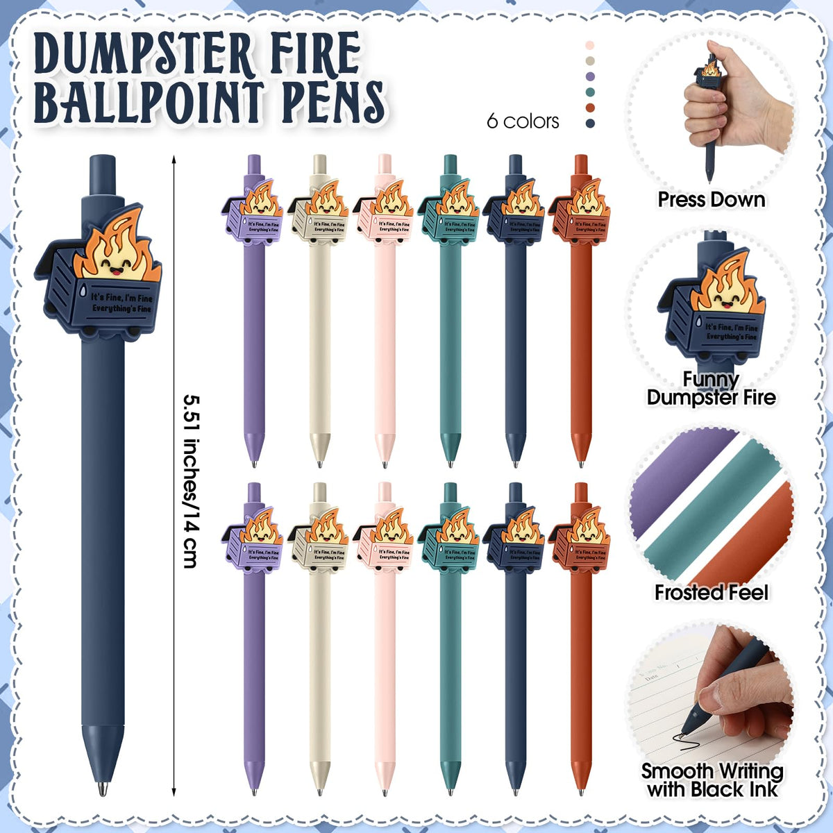 Sayglossy 102 Sets Dumpster Fire Pens Gift Desk Accessories Funny Work Pen