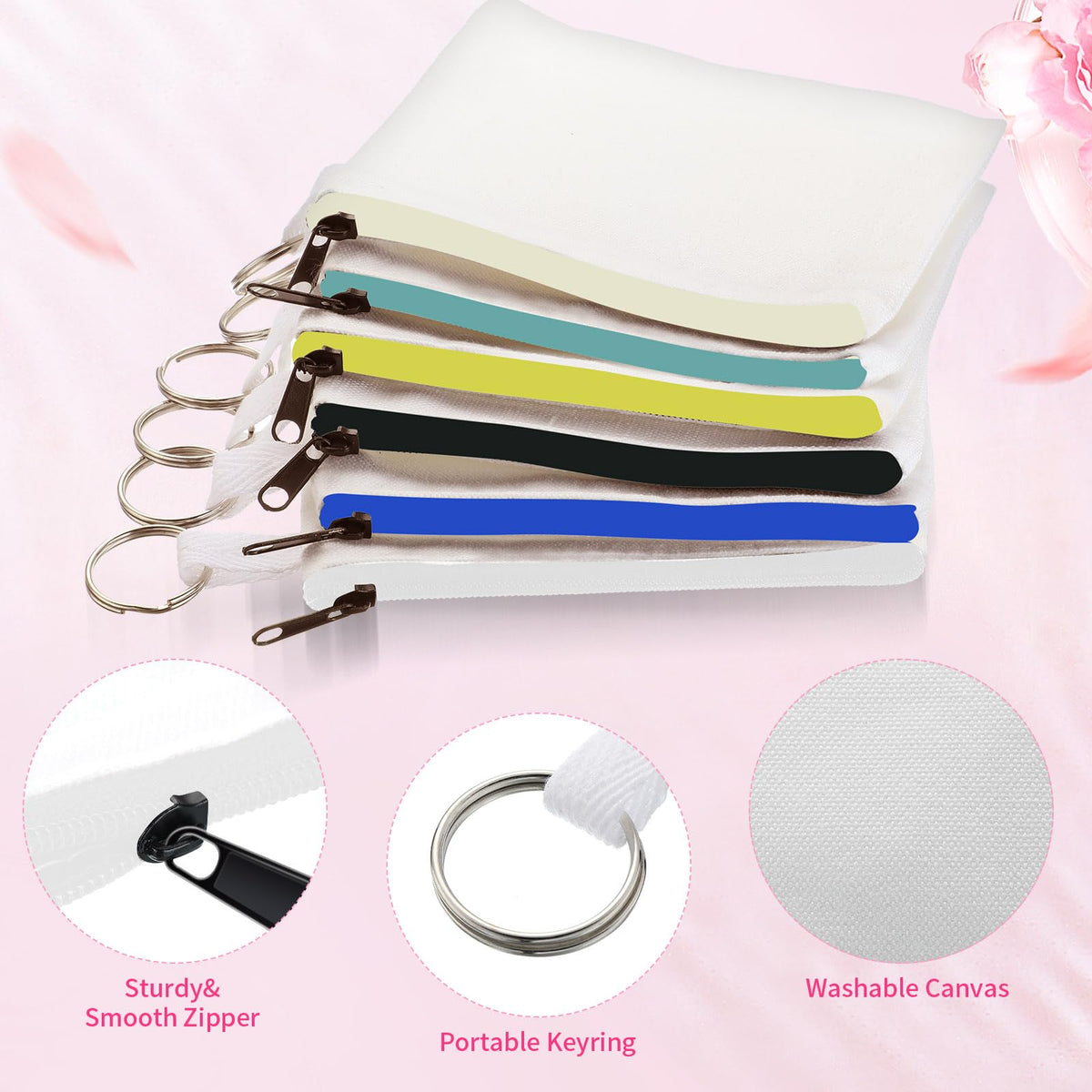 Frienda Sublimation Blank Coin Purse Small Canvas Makeup Bags, Multi Color