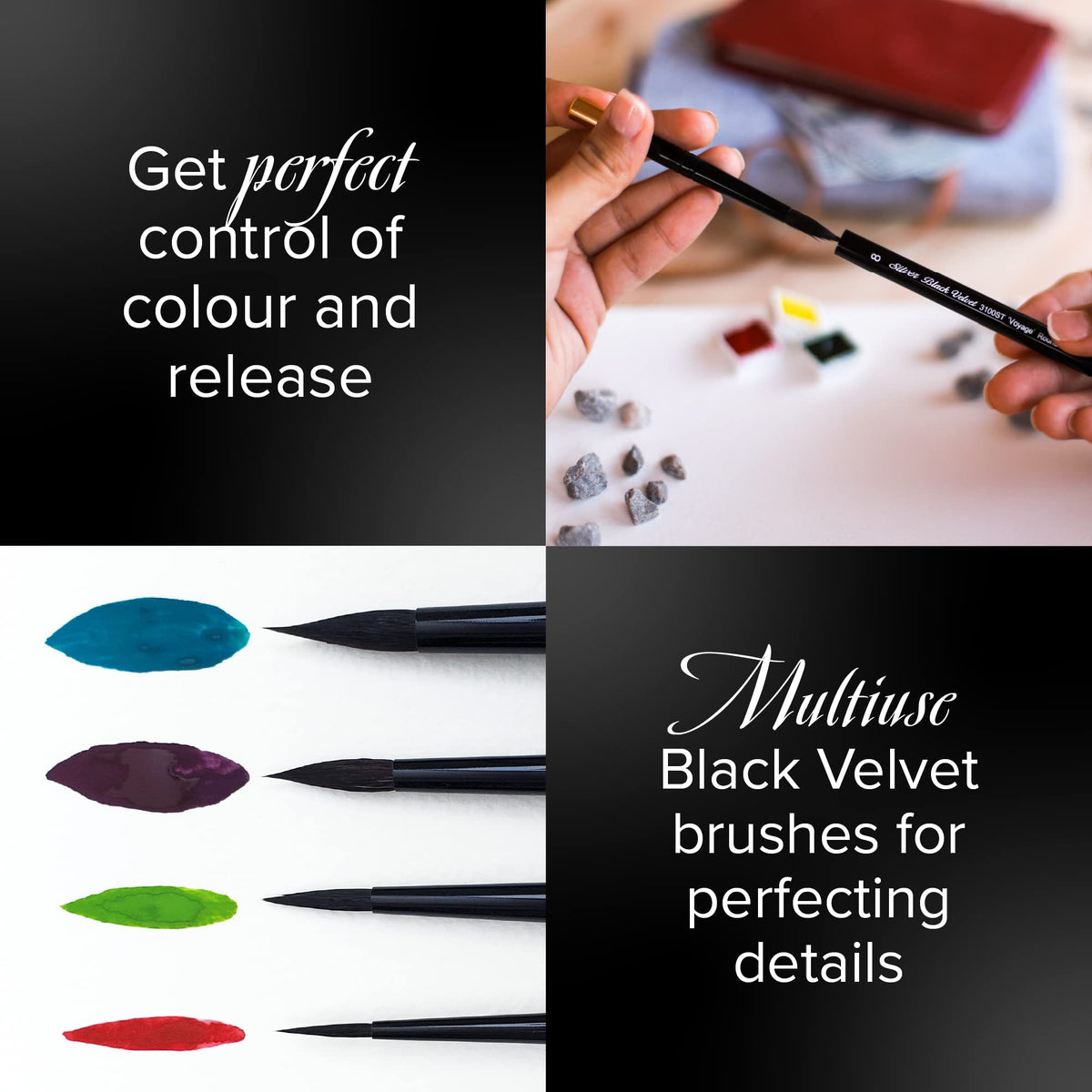 Silver Brush Limited Black Velvet Voyage Round Watercolor Brush, Size 6