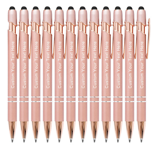 KOLOWKO Personalized 2-in-1 Ballpoint Pen & Stylus - Custom Text/Name/Message - Bulk Order Up to