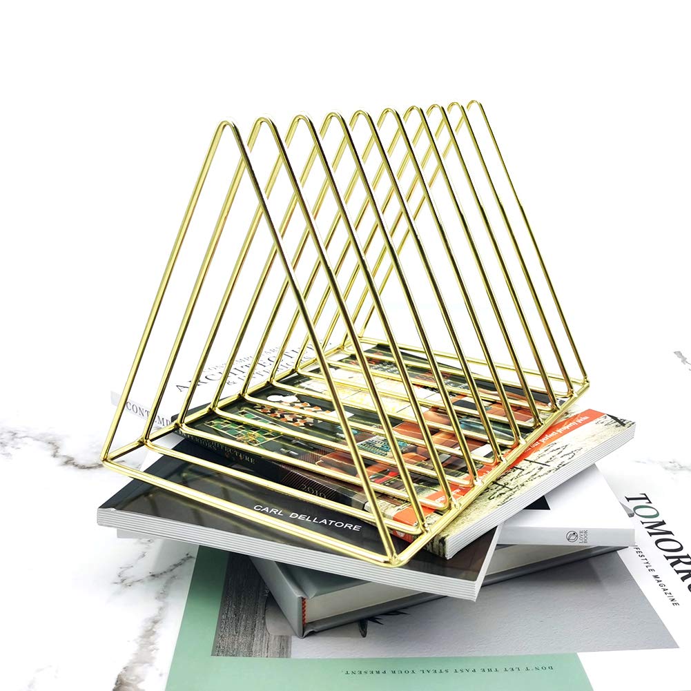 EASEPRES 9 Slot Magazine Rack Book Record Holder, Desktop Iron Storage Rack Bookshelf Multifunction