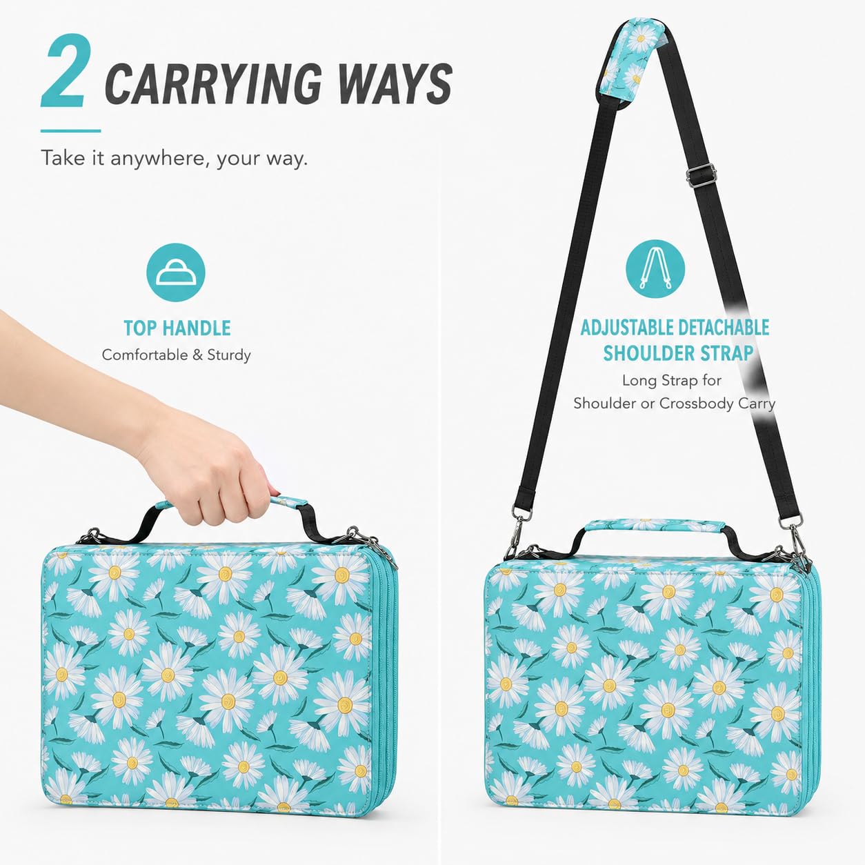 Lbxgap 168-Slot Marker Organizer Bag, 3-Layer Case with Strap