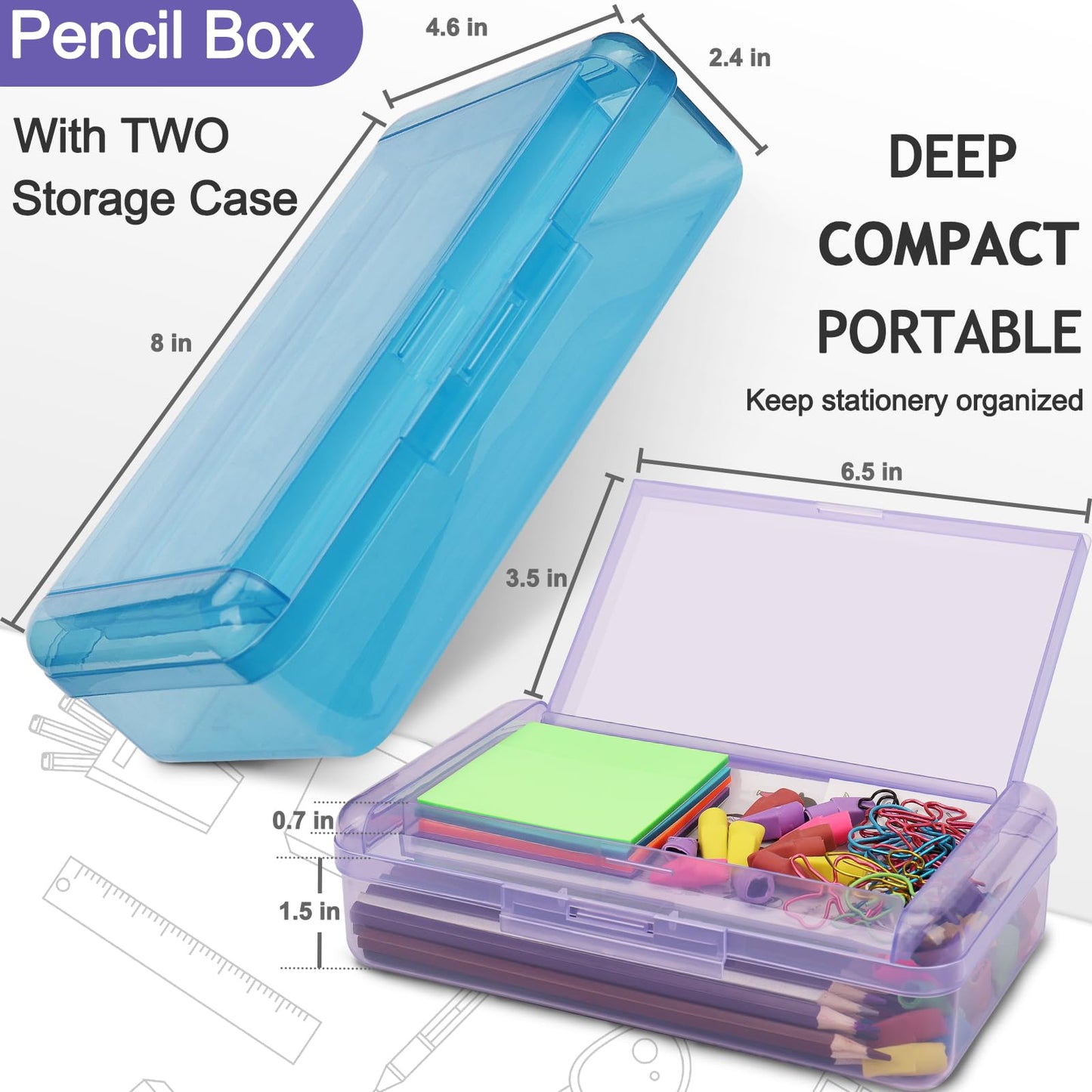SFLHHDM Large Pencil Box, Double Layer Capacity Pencil Holders, Hard Pen Case with Snap-tight Lid