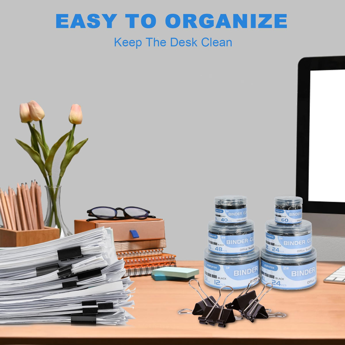 Binder Clips Assorted Sizes Including Extra Large Medium Small Mini and Micro, Office Supplies File