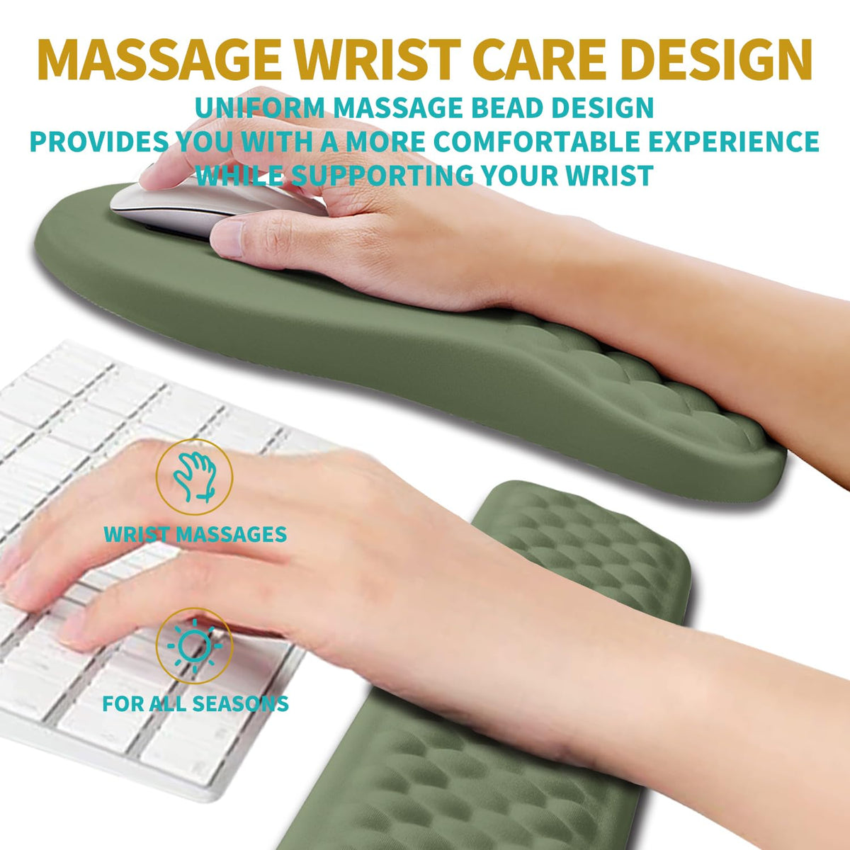 Hokafenle 2 in 1 Ergonomic Mouse Pad Wrist Support & Wrist Rest for Computer Keyboard Set, with